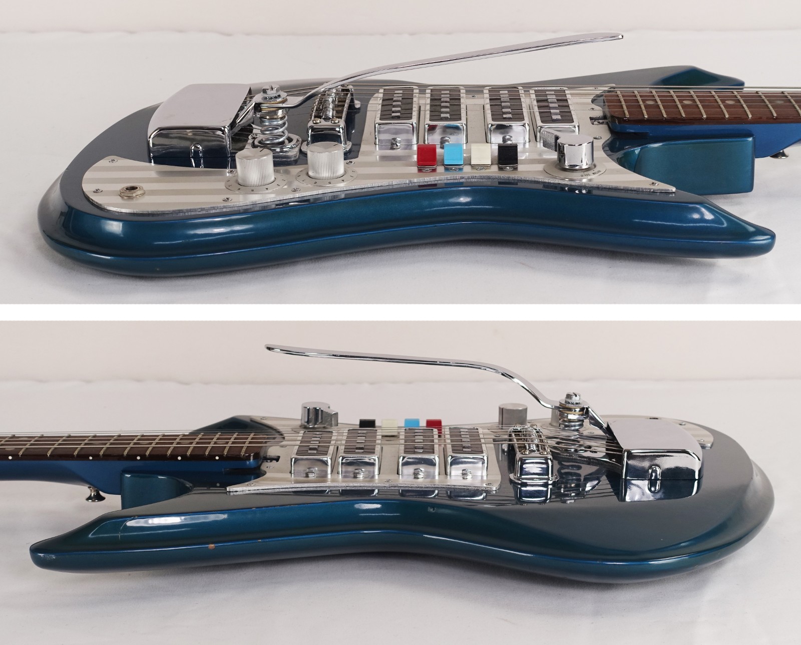 Vintage 60’s Silvertone 759-1437 Shark Fin (Teisco WG4L / K-4L) Blue w/ Case