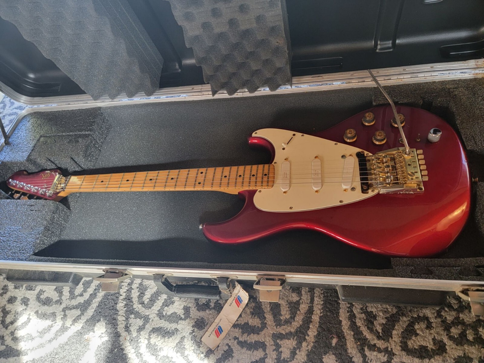 SIGNED Roland G-505 Mid-80s Metallic Red w/ Washburn Wonderbar Tremolo – Etched
