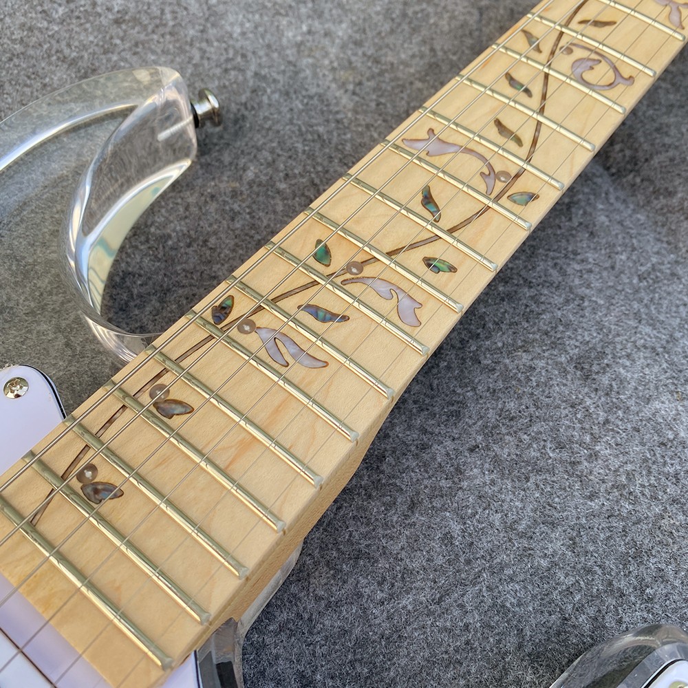 Electric Guitar Acrylic Body Maple Neck 22 Fret SSS Pickup Nice Tone LED Light
