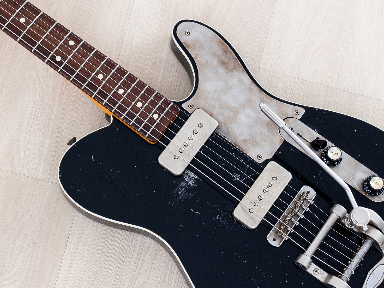2021 Macmull Heartbreaker Custom P-90 HB-C T-Style Black Relic w/ Bigsby