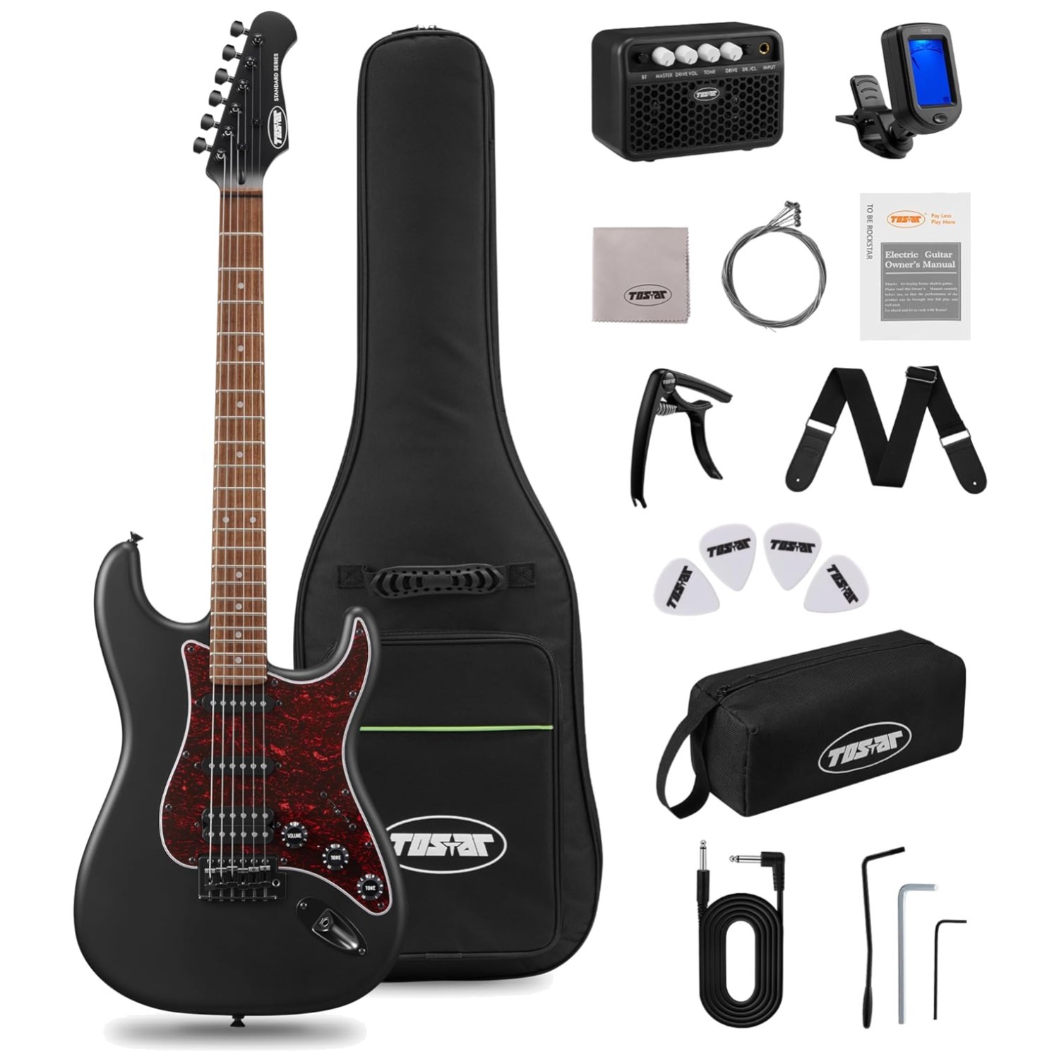 Stratocaster Electric Guitar Set – HSS Pickup, Gig Bag, Capo