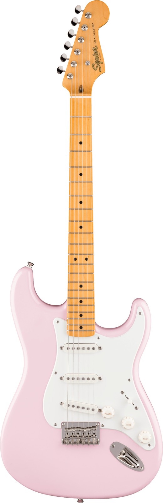 Squier Classic Vibe ’50s Stratocaster HT Electric Guitar, Maple FB, Shell Pink