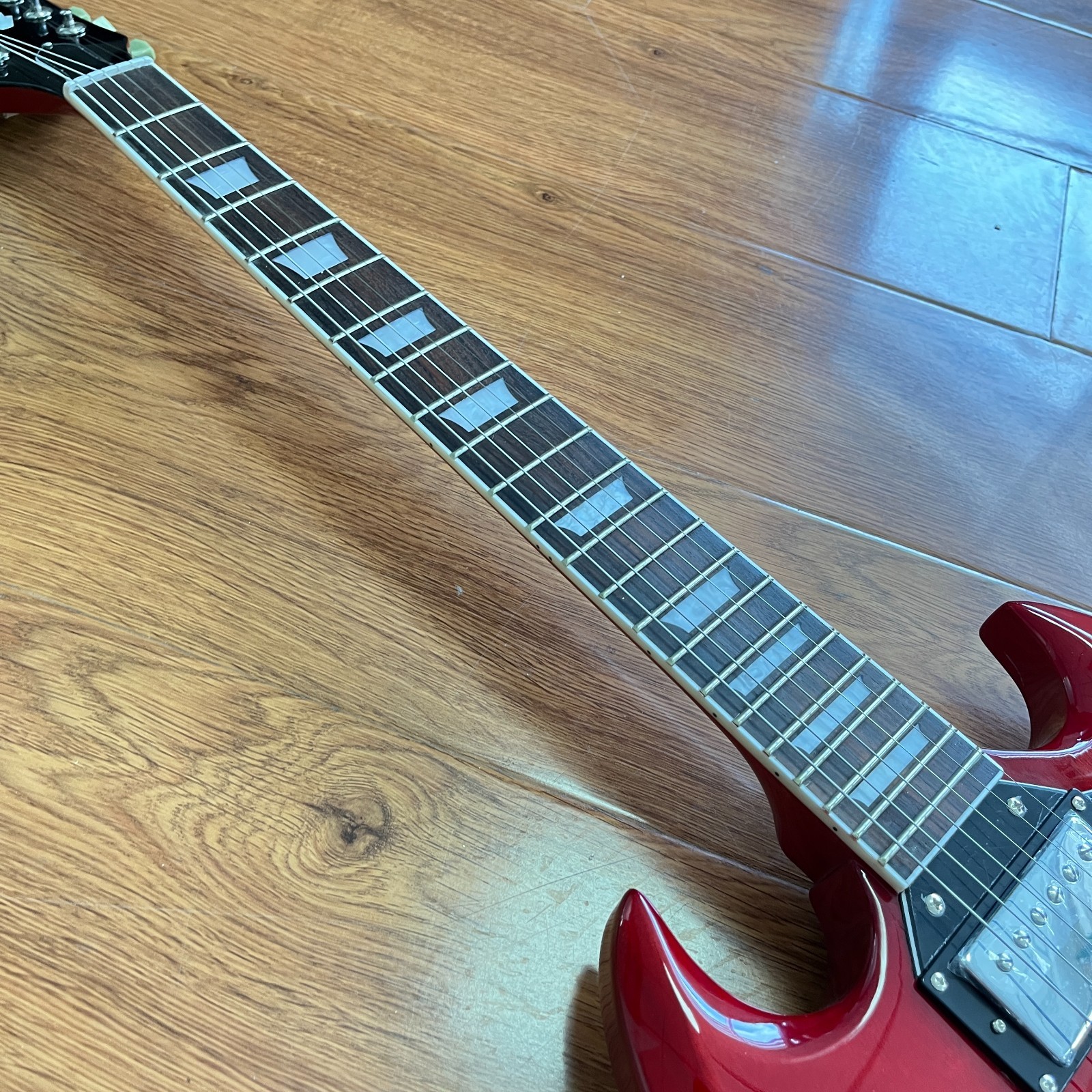 Custom Red SG Style Electric Guitar Rosewood Fingerboard Chrome Part