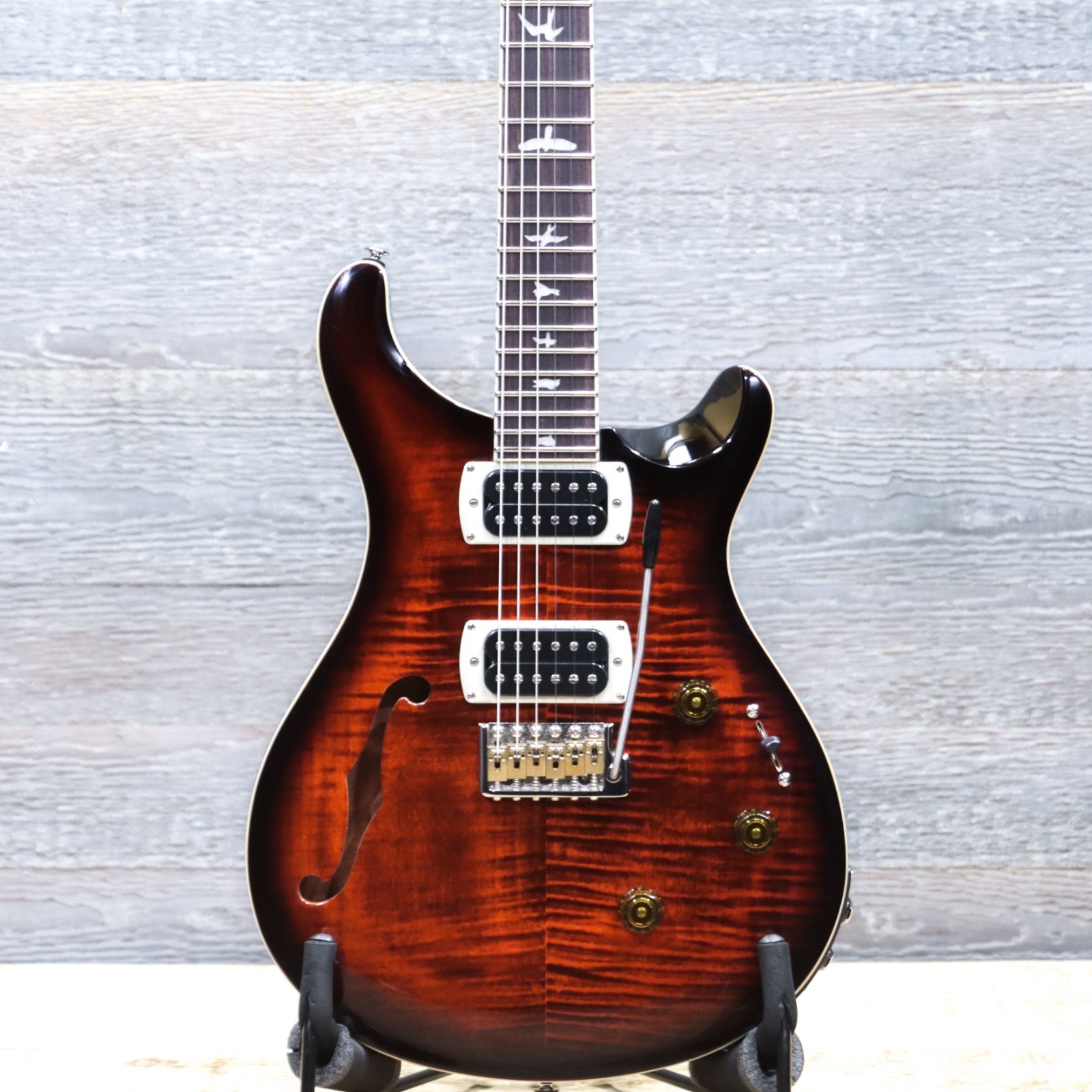 PRS SE Custom 24 Semi-Hollow Piezo Orange Tiger Smokeburst Electric Guitar w/Bag