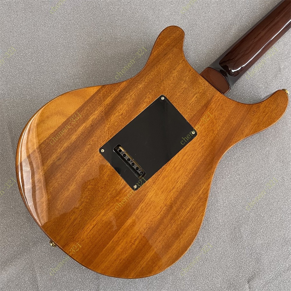 Semi-Hollow Electric Guitar Spalted Maple Top Bird Inlay Bone Nut Tobacco Burst