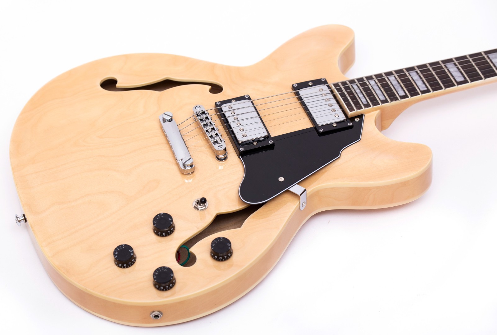 Electric Guitar Natural Semi-Hollow Body Guitar Stainless Steel Frets (Grote)