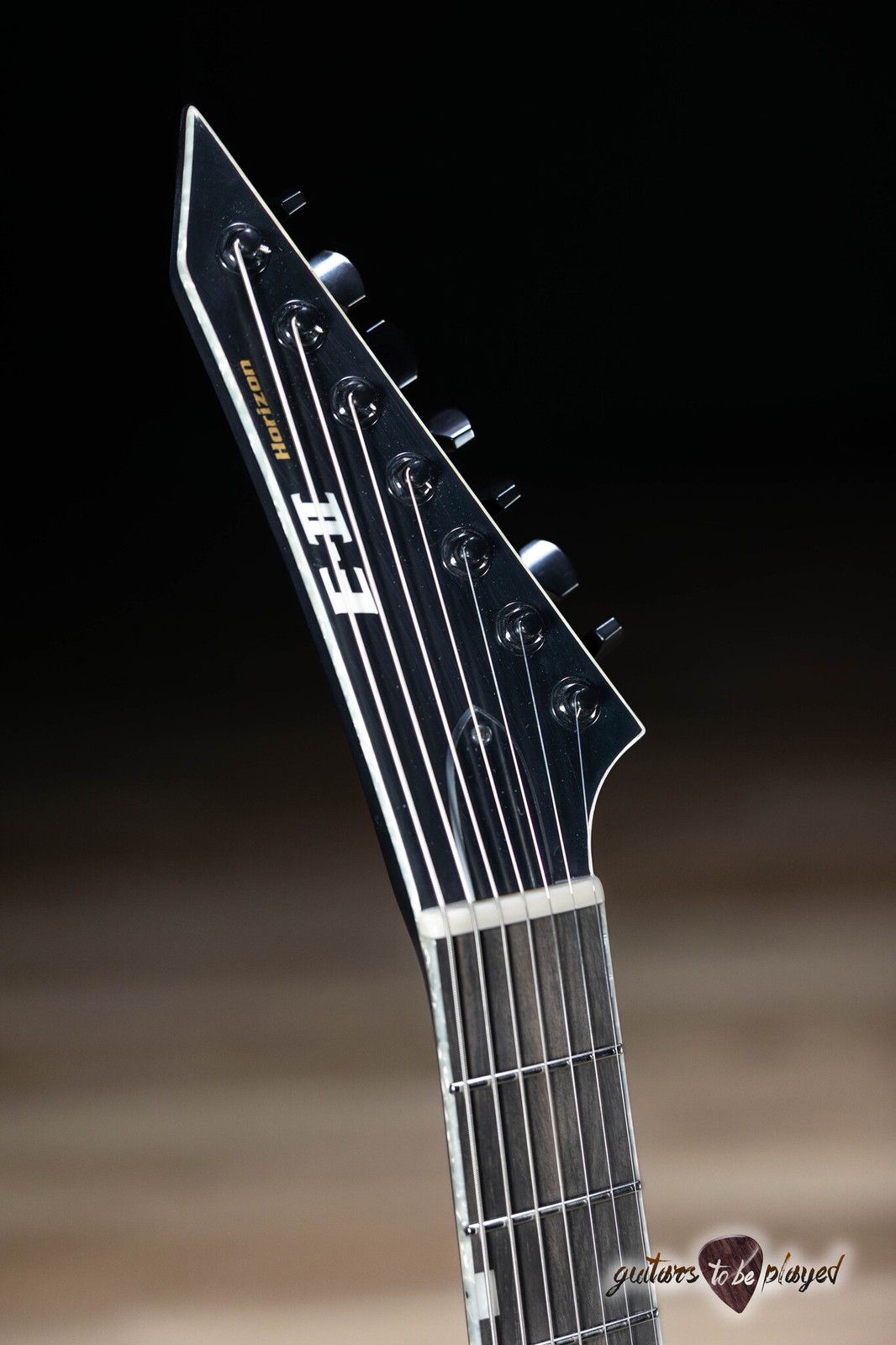 ESP E-II Horizon NT-7B Hipshot 7-String Baritone Guitar w/ Case – Black Satin