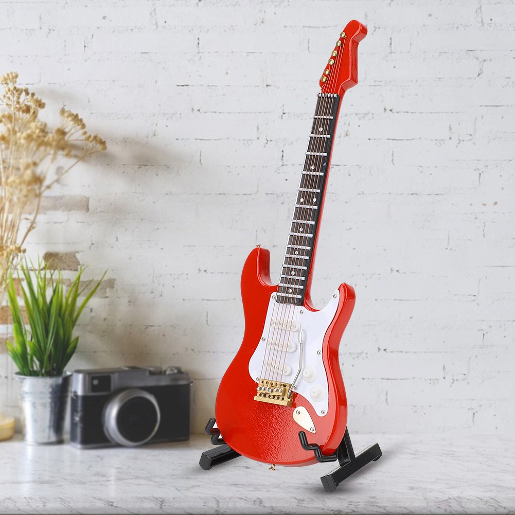 Miniature Red Electric Guitar Model Musical Instrument Crafts Ornament Gift