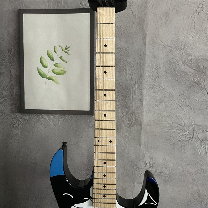 Unbrand 22 Fret Blue top Electric Guitar H Pickup FR Bridge maple neck fast