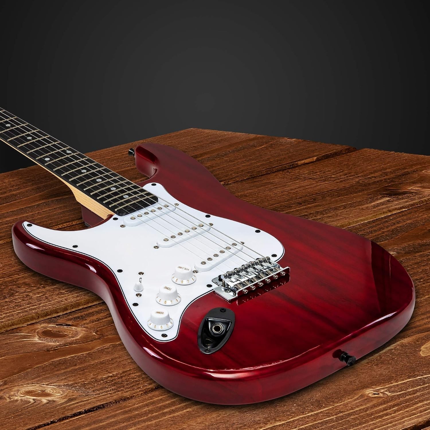 Full Size Left Handed Electric Guitar 39 Inch Maple Wood with Accessories Red