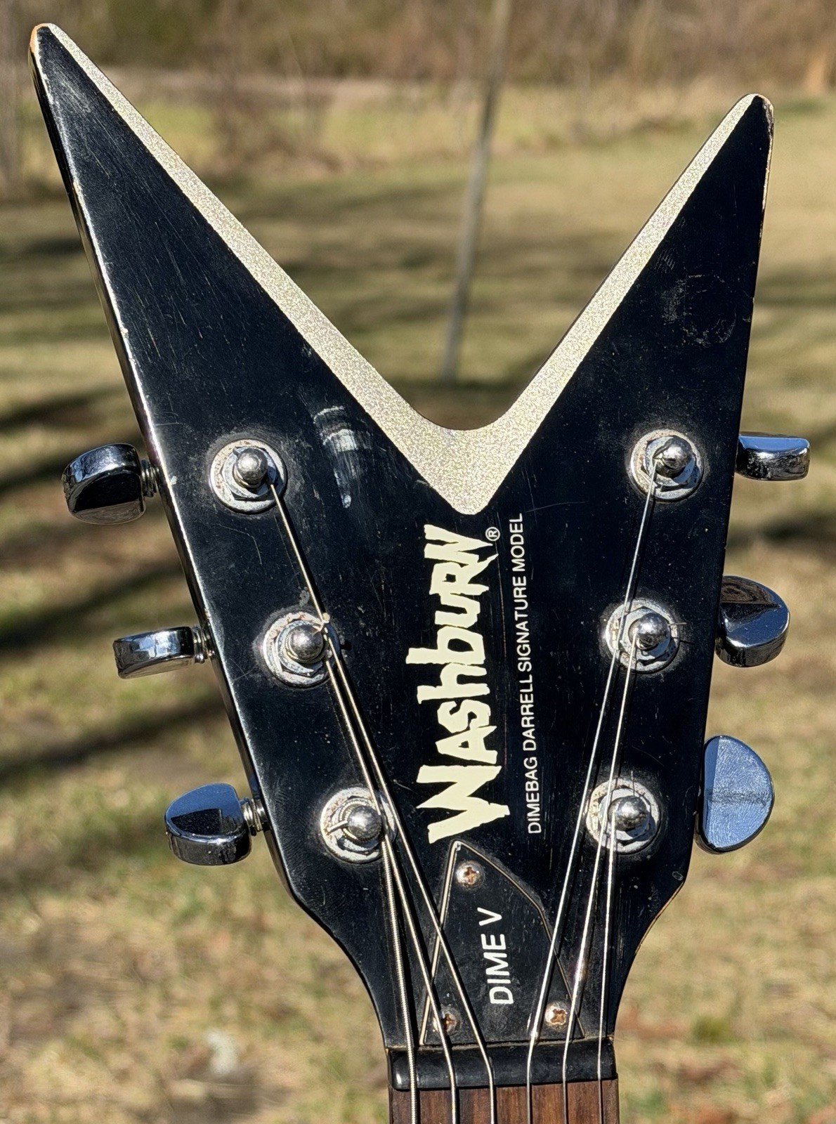 2004 Washburn Dimebag Darrell Signature Flying V Dime Black/Silver Pantera