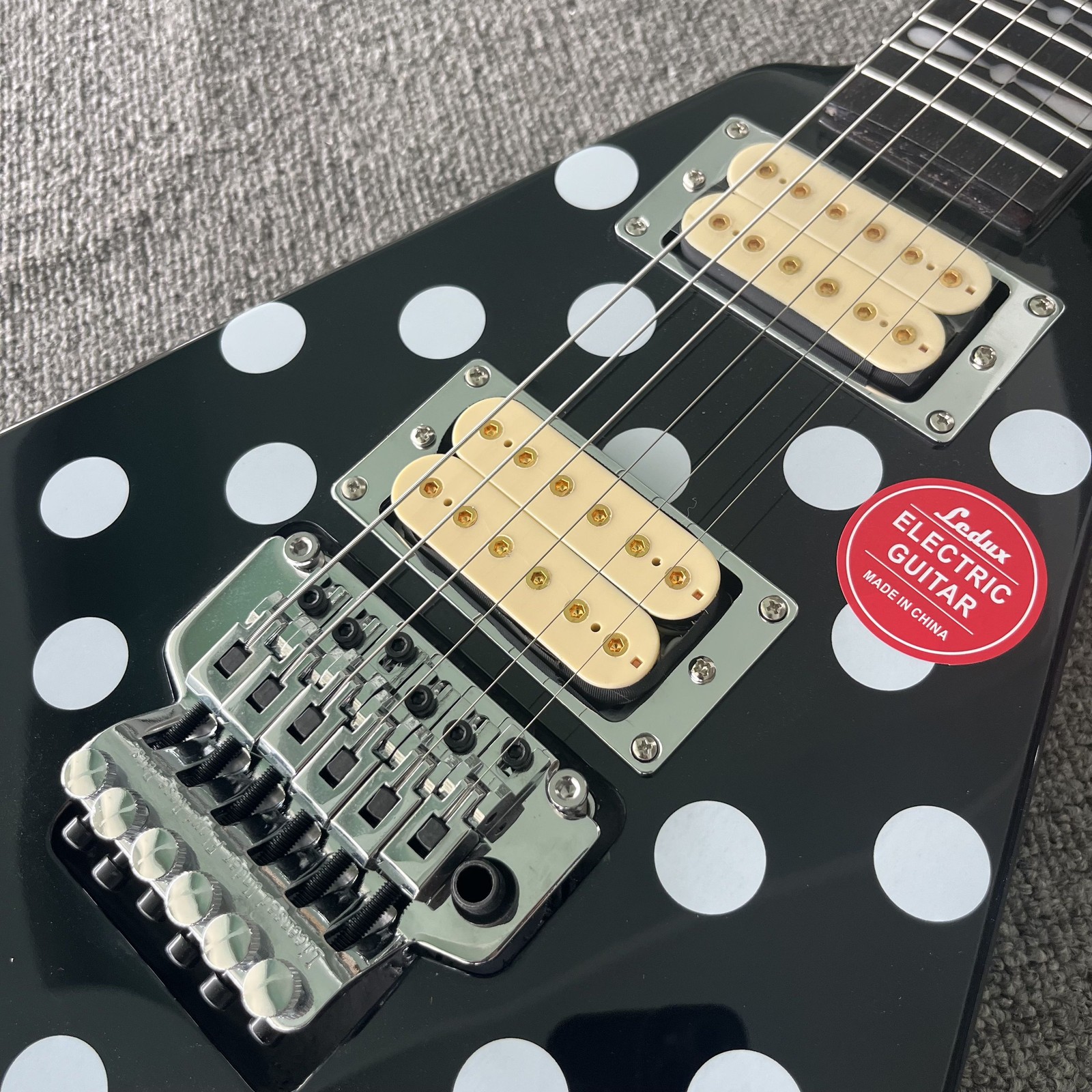 Electric Guitar Black Randy Rhoads Polka Dot Black tremolo Bridge free ship