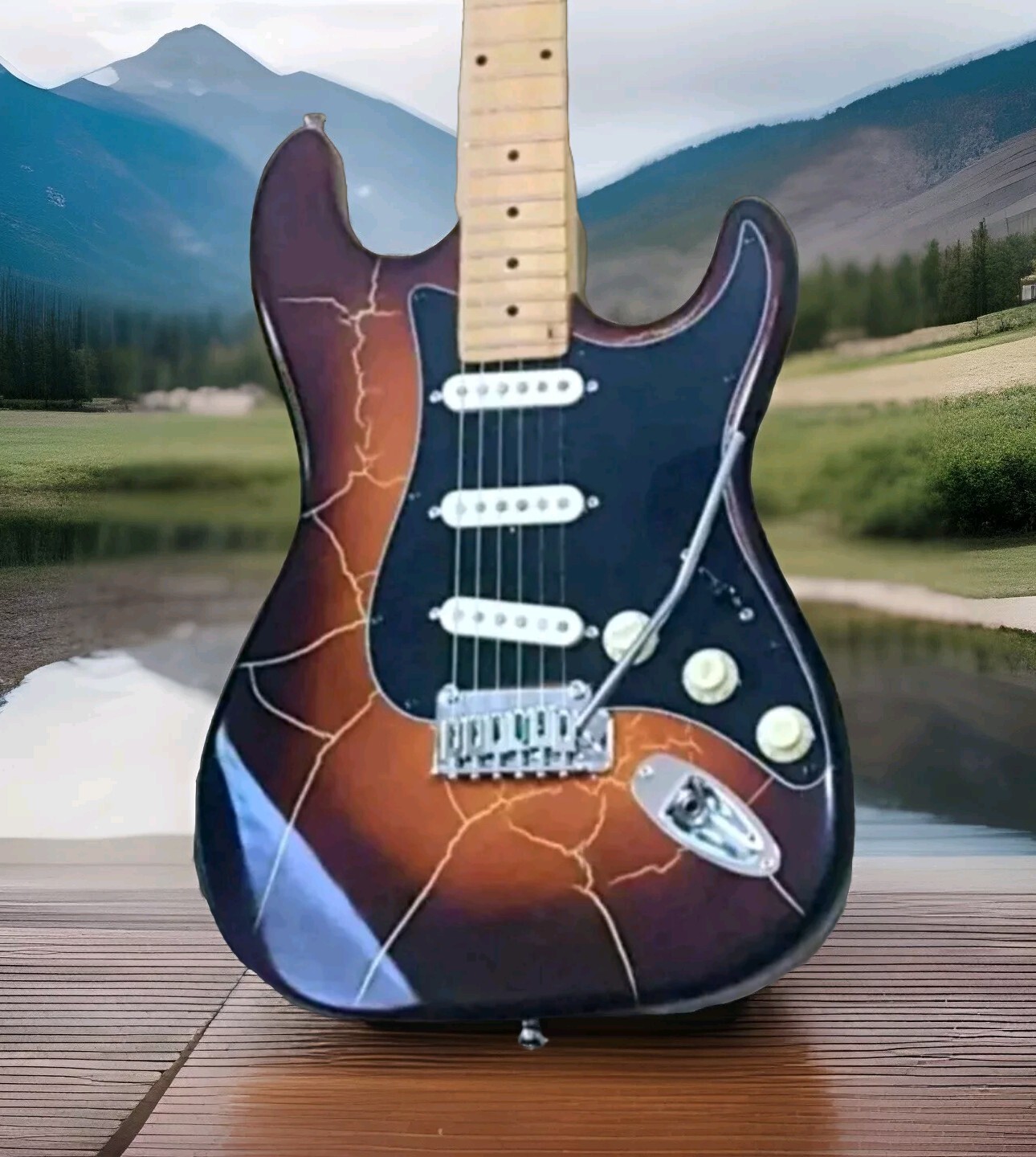 Strat style Electric Guitar Fender Parts Coffee Brown Gold Burst Crackle