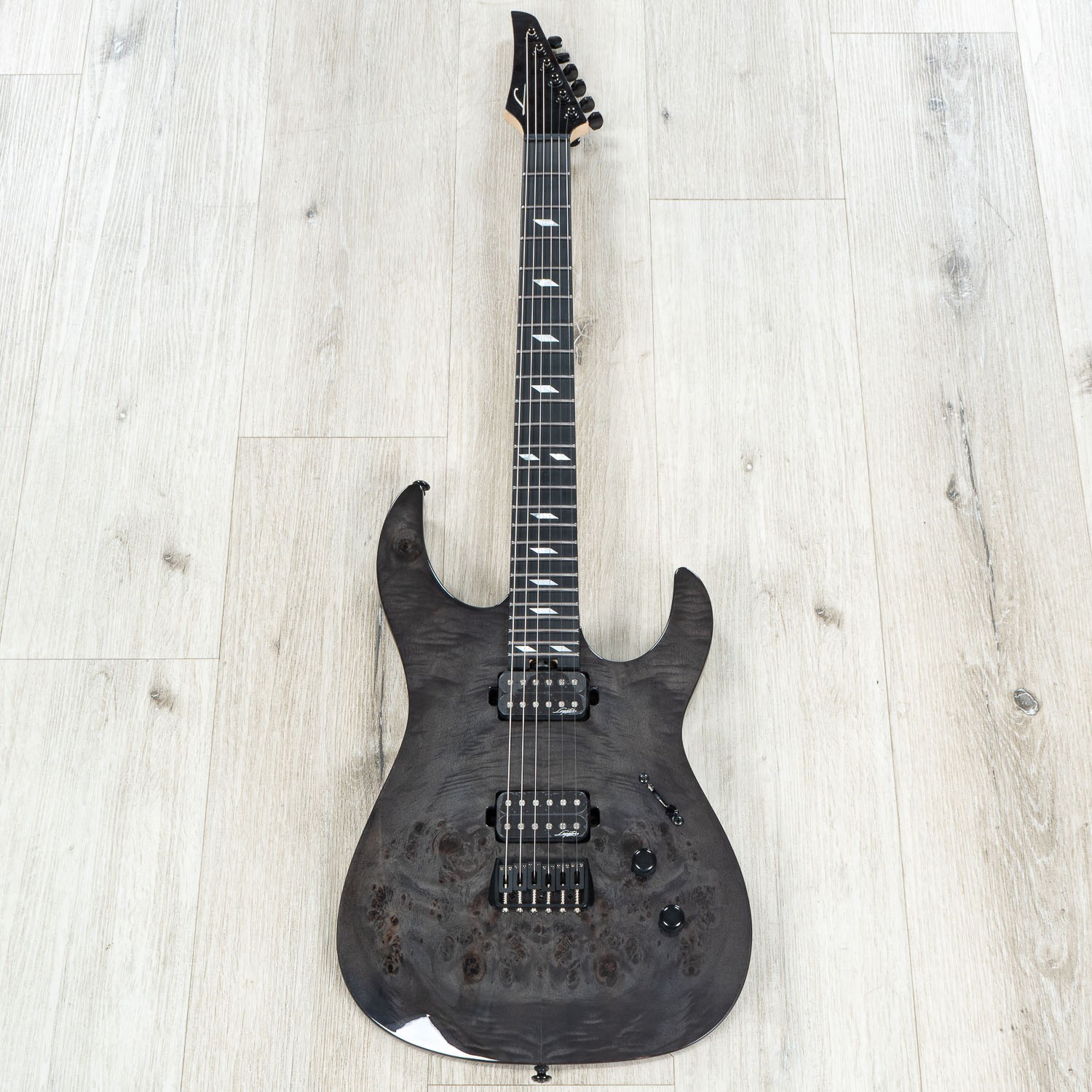 Mint Legator N6SS Ninja 6 Super Shred Guitar, Ebony Fretb, High Gloss Blk Burl