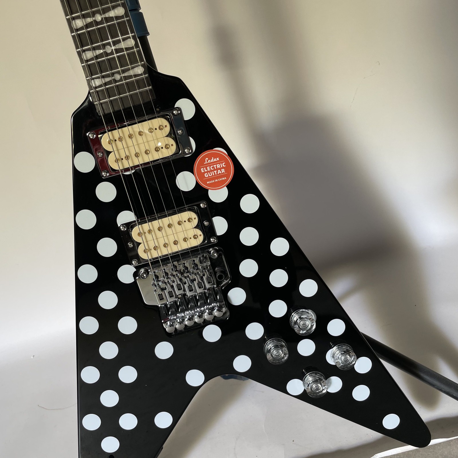 Electric Guitar Black Randy Rhoads Polka Dot Black tremolo Bridge fast ship