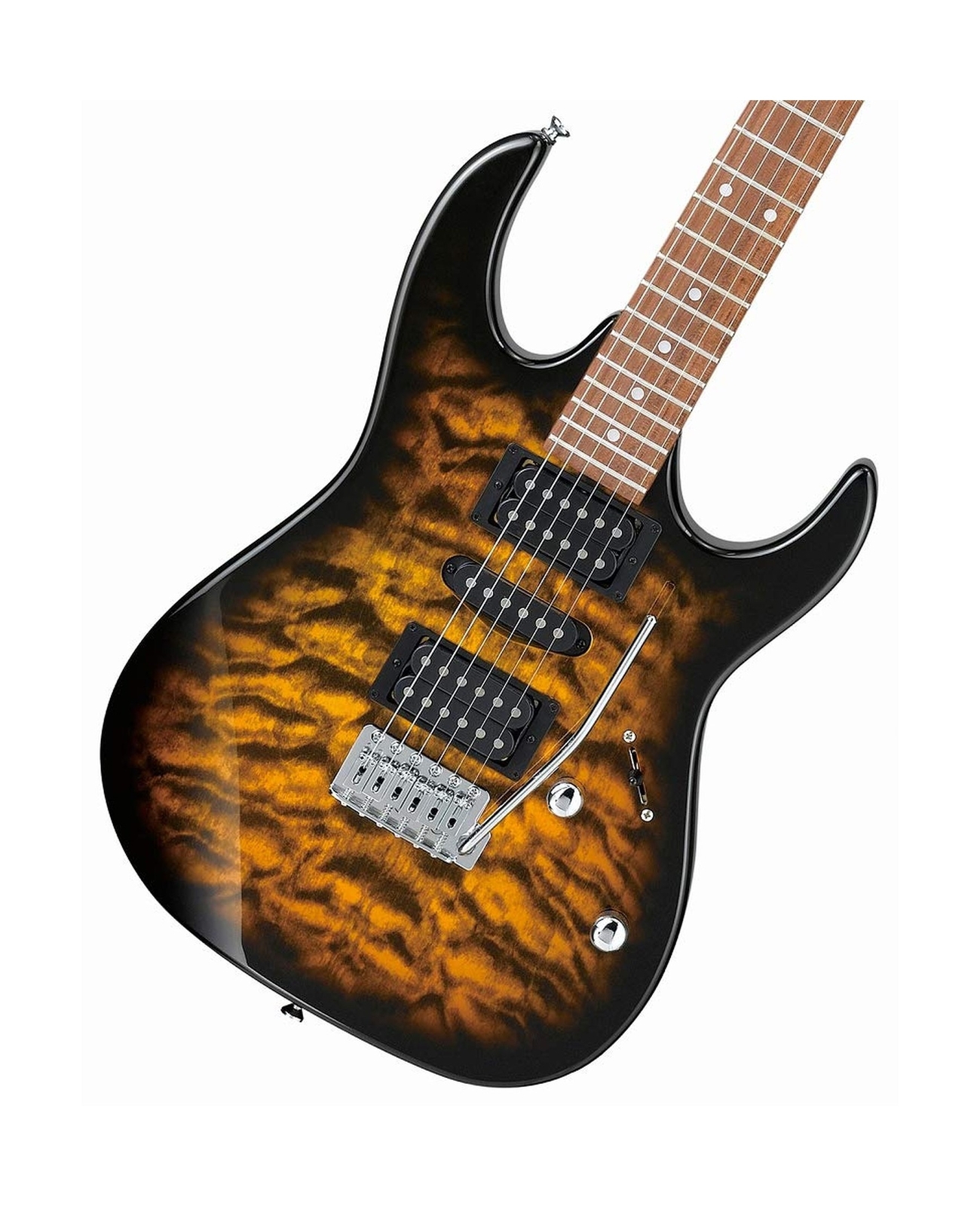 Ibanez GRX 6 String Solid-Body Electric Guitar, Right, Sunburst, Full (GRX70Q…
