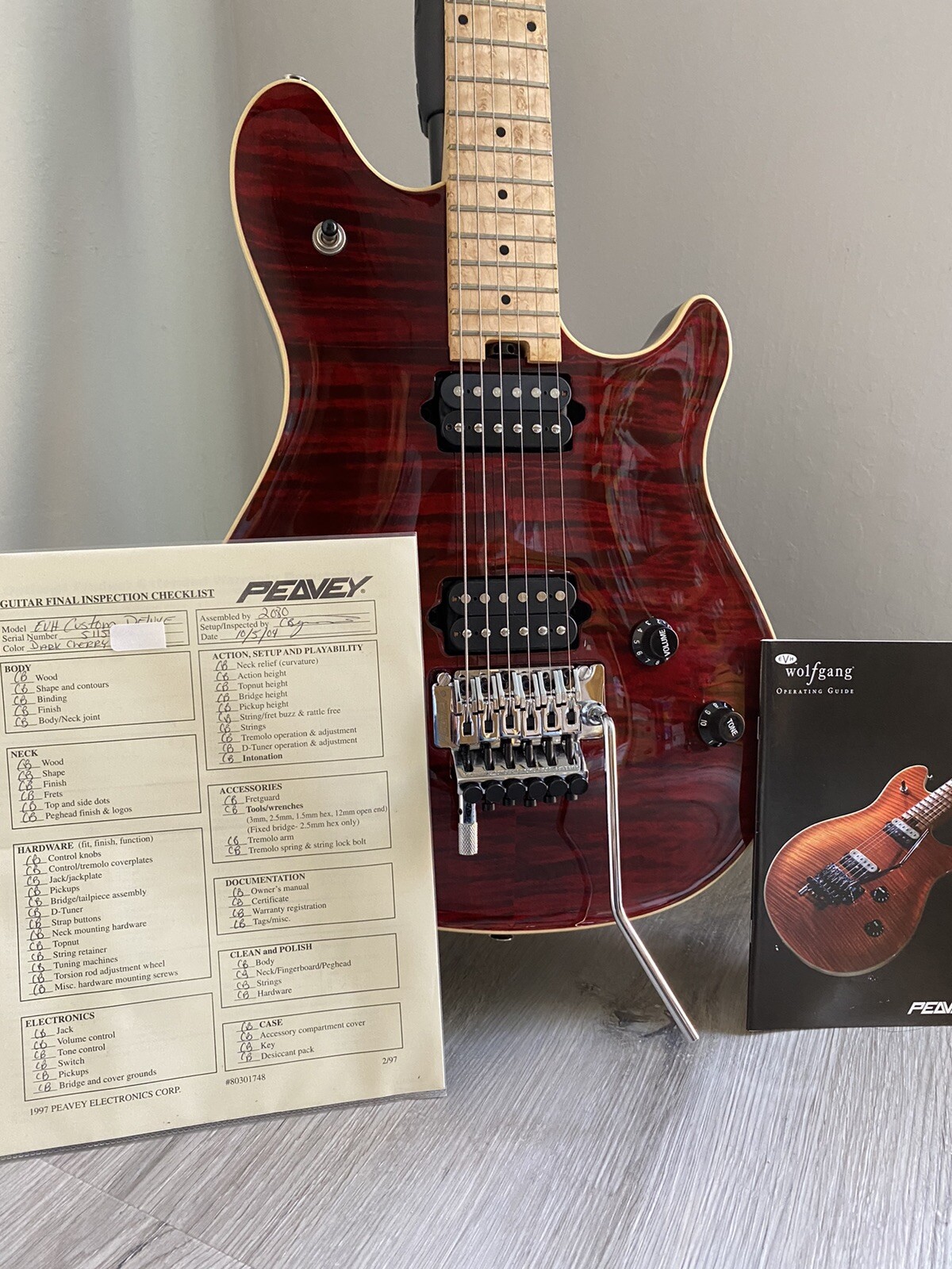 Peavey WOLFGANG “Custom Deluxe” DARK CHERRY FLAME TOP Guitar (unboxed) 04′ EVH