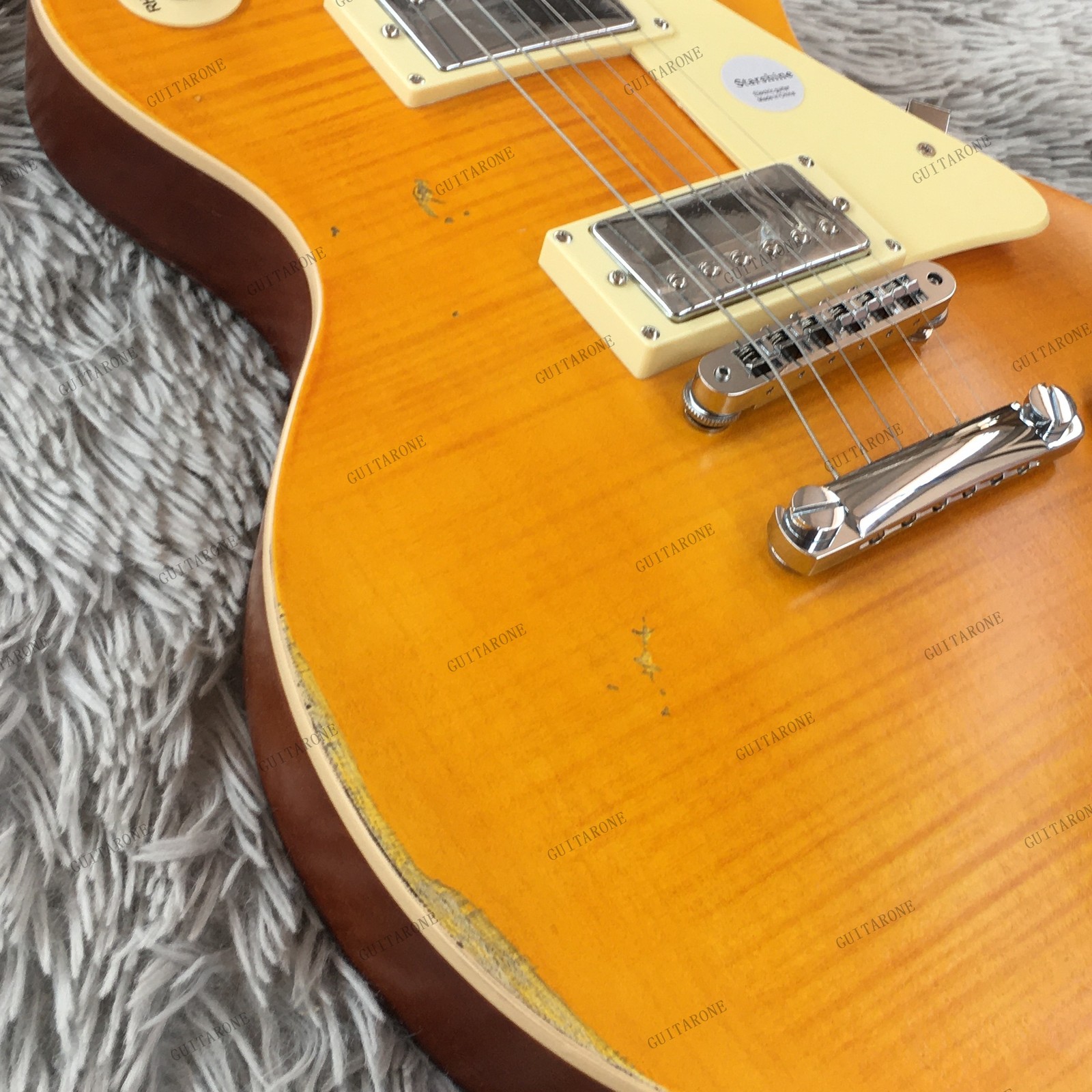 Solid Body Electric Guitar Satin Aged Finish Flamed Top Stainless Steel Frets