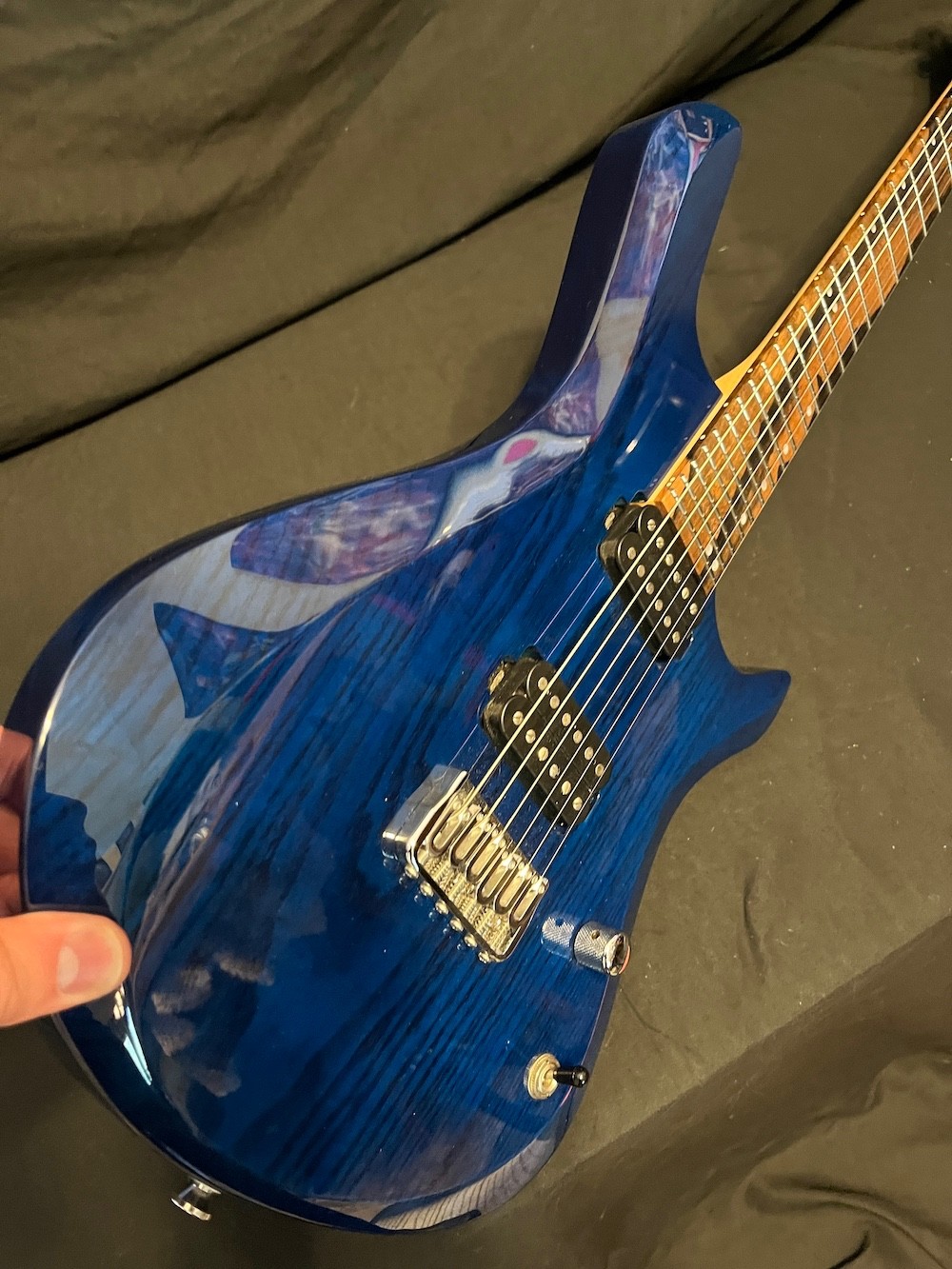 Kiesel Vanquish 6 Guitar See-Through Blue Swamp Ash-Zircote Board W/Case