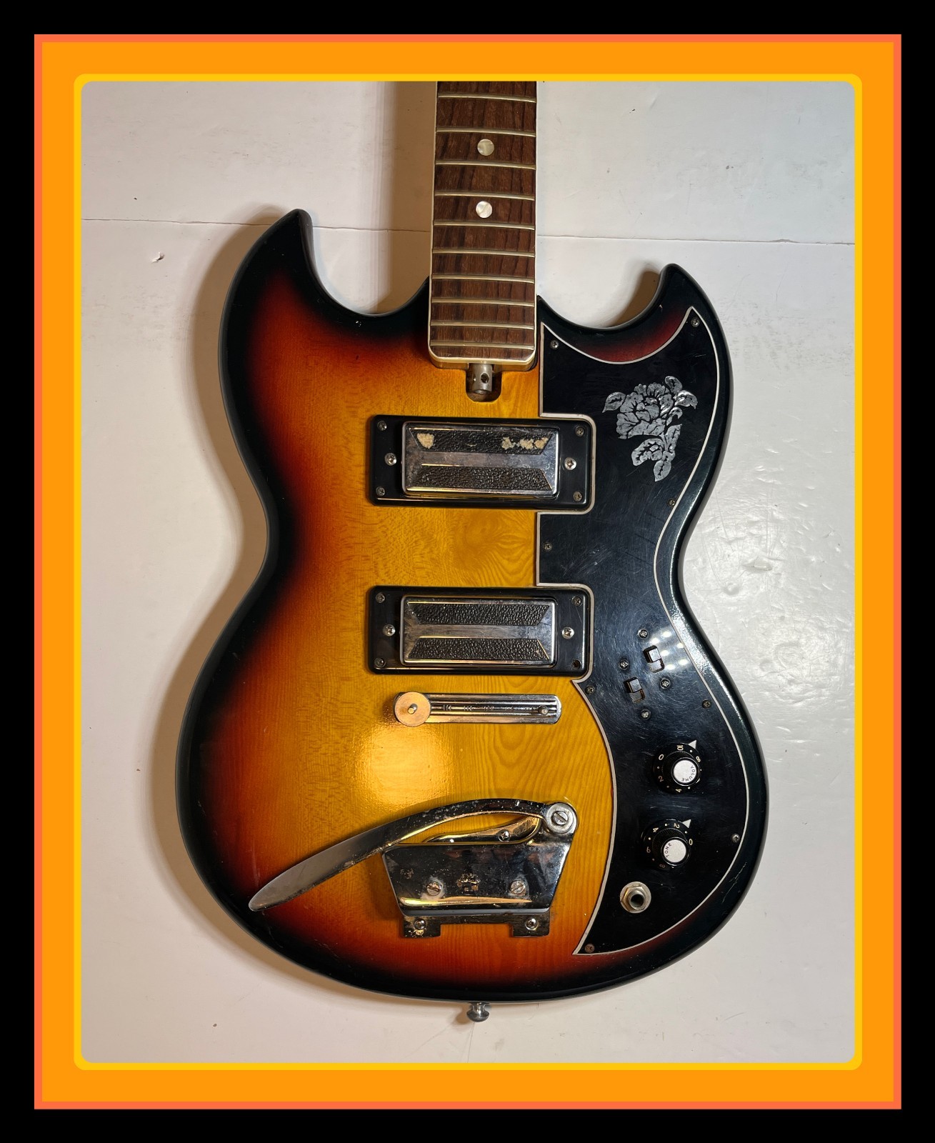 Vintage Kawai Teisco Kay K-2T Dual Pickup Sunburst Electric Guitar 70’s Rare