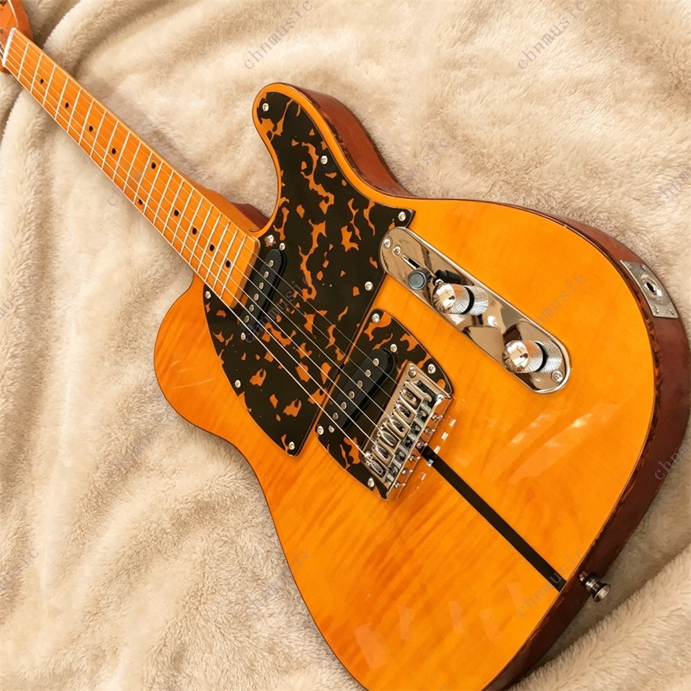 Mad Cat Solid Electric Guitar Stainless Fret Flamed Maple Top Amber Yellow