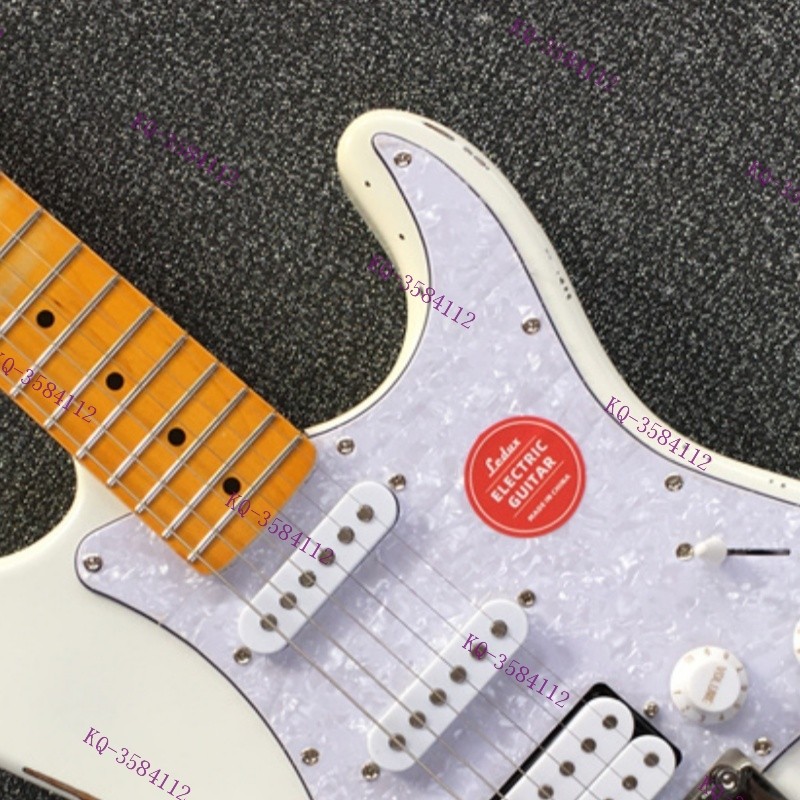 Solid Electric Guitar Stainless Rounded Fret Edge SSH Pickup Vintage Aged White