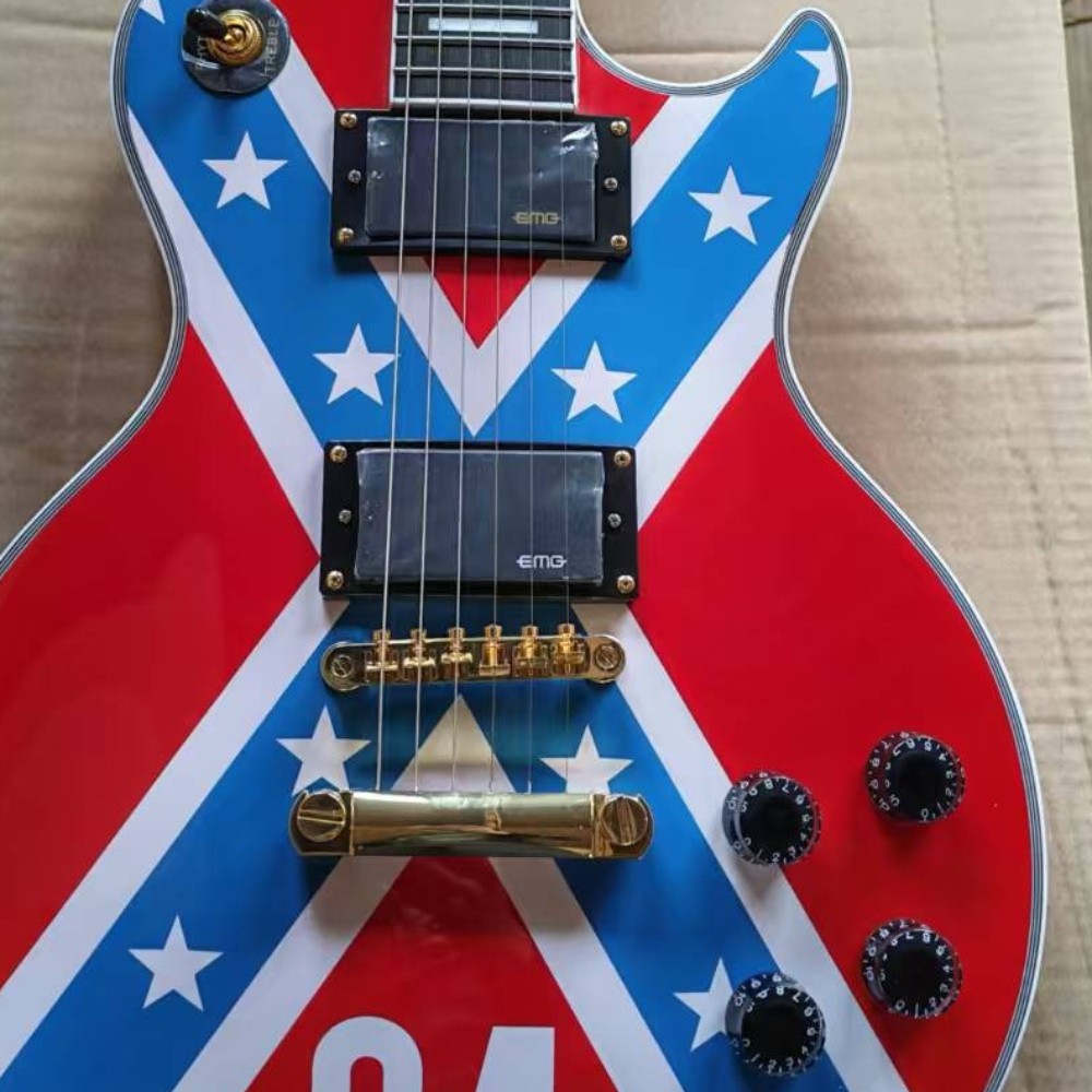 Custom Zakk Wylde 4#-Flag Electric Guitar Mahogany Body Gold Hardware 6Strings