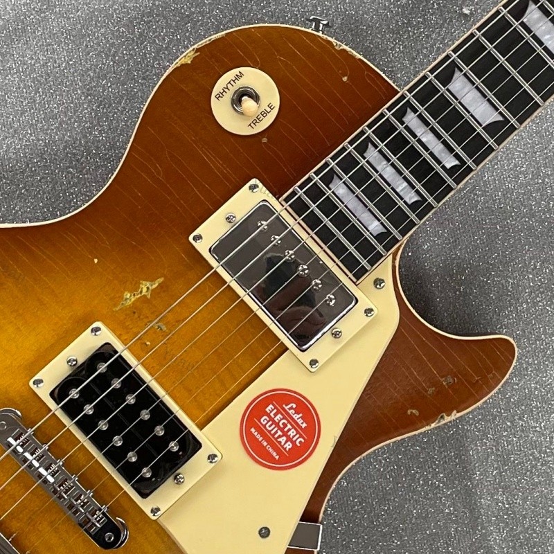 Honey Burst Heavy Aged Electric Guitar Bone Nut HH Pickups Chrome Hardware