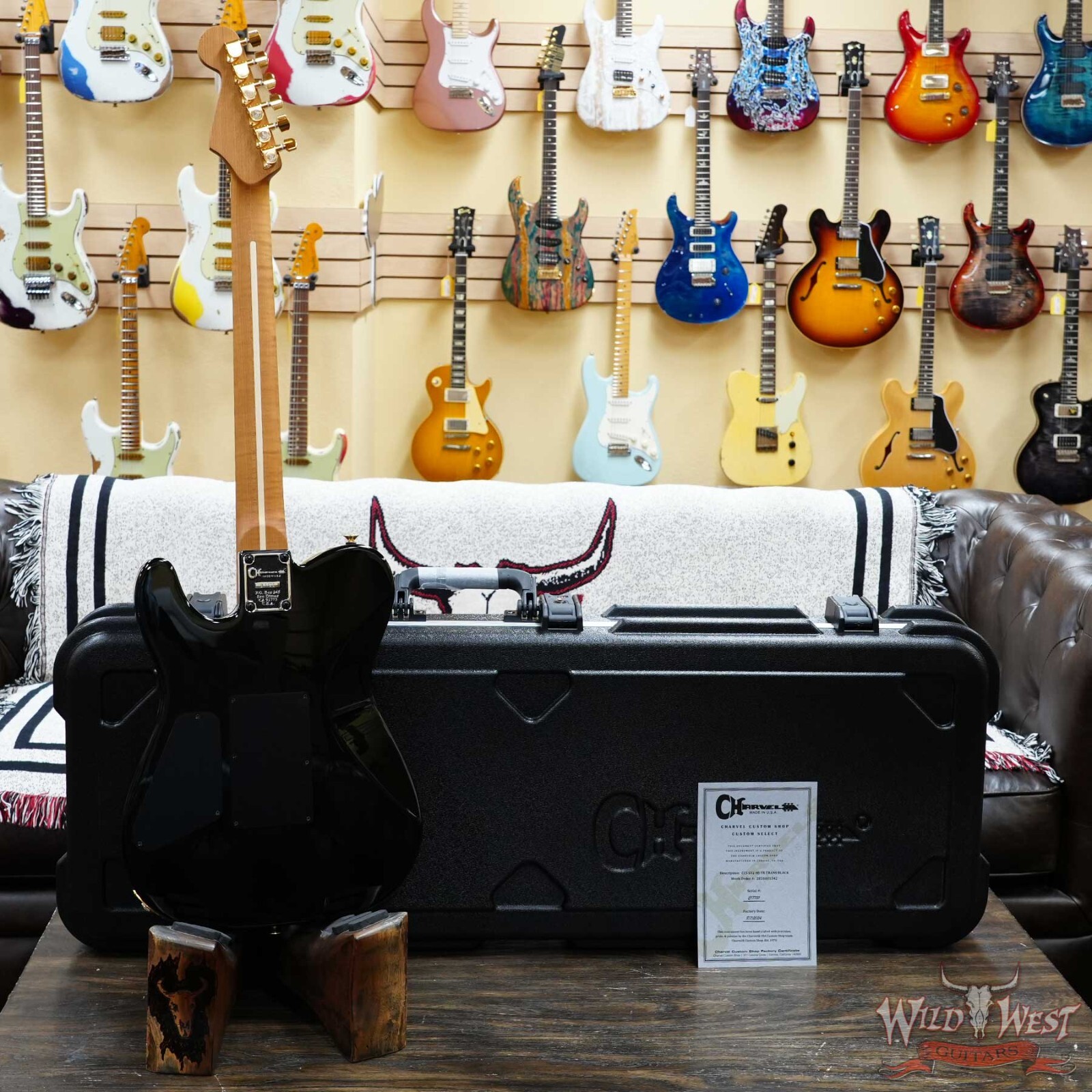 Charvel Custom Shop LTD Style 2 HS Floyd Rose Flame Maple top Trans Black 8.35