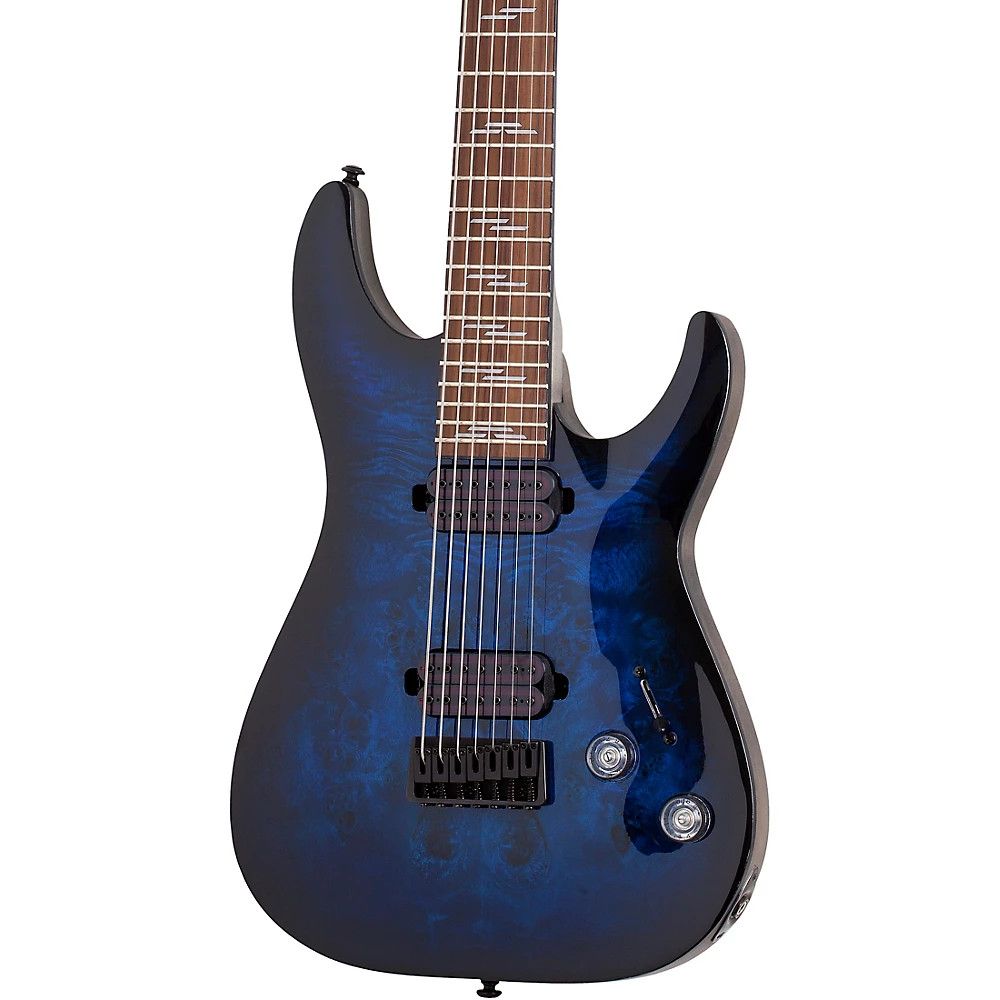 Schecter Guitar Research Omen Elite 7String Electric Guitar SeeThru Blue Burst