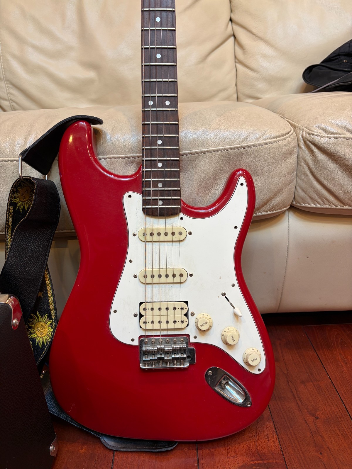 Fender Stratocaster Squier With Amplifier, Case, Cables, Strap, and Picks