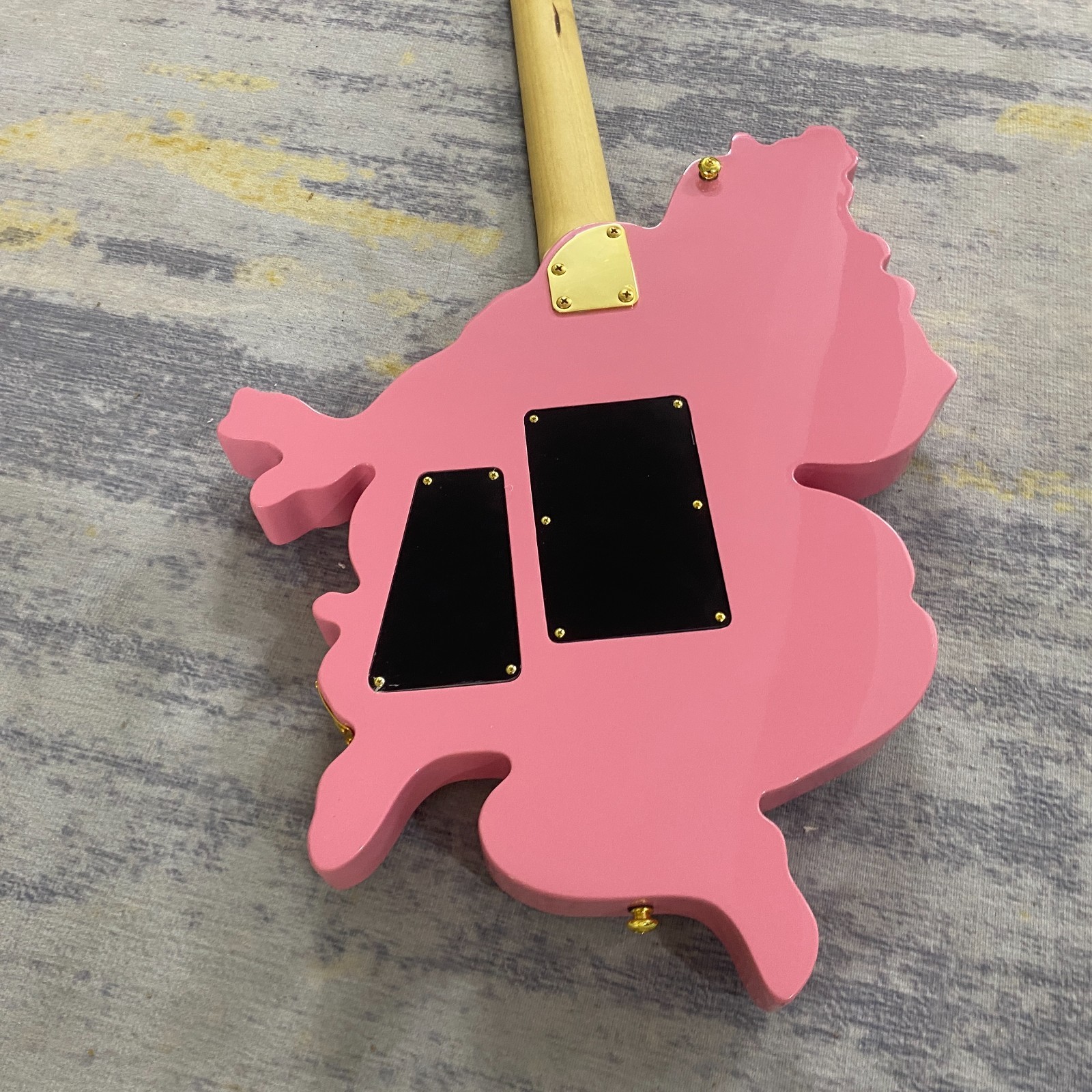 Anime Girl Shape Electric Guitar Pink Body Gold Hardware 6 String Solid