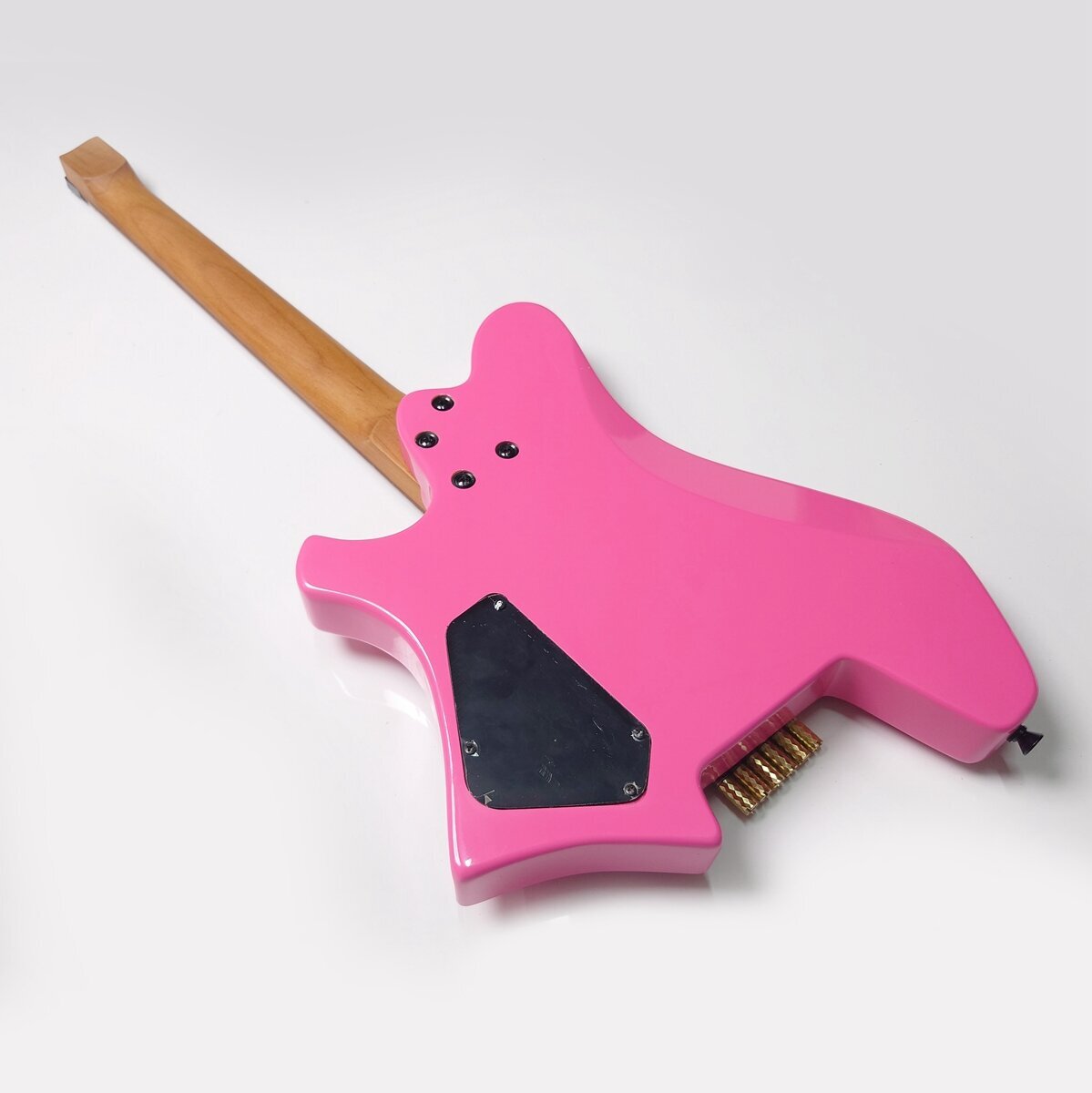 6-String Pink Headless Electric Guitar Solid ASH Wood 2 Pickups Maple Fretboard