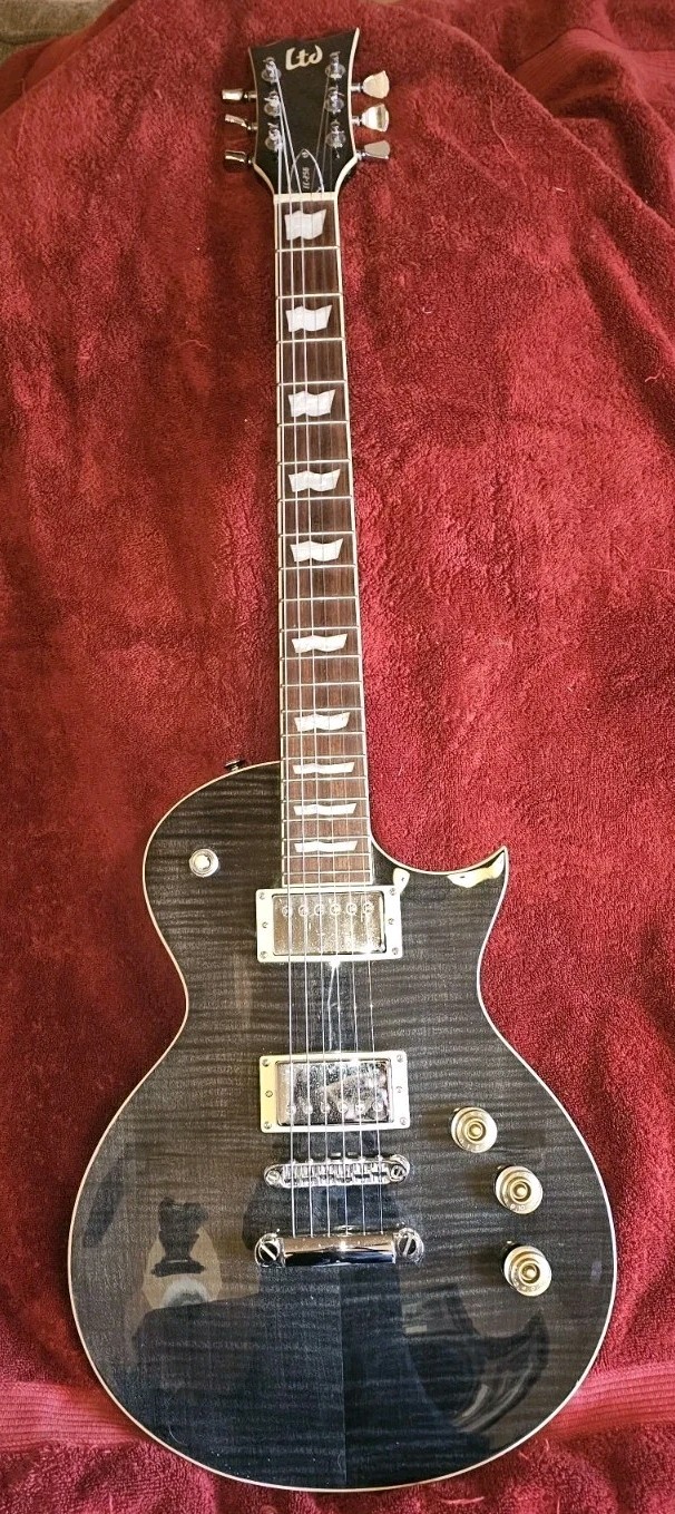 ESP LTD EC-256FM Electric Guitar Flame Maple Top Black Ser.# RS17070914, paint