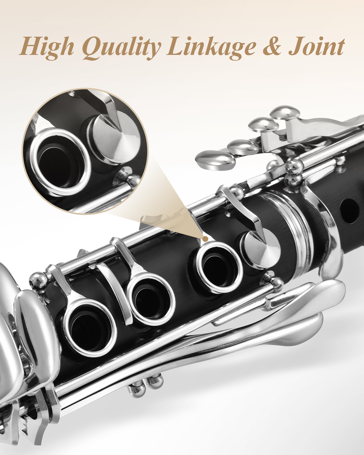 Eastar ECL-300 Student Bb Clarinet Ebonite Instrument 2 Barrels Hard Case Kit