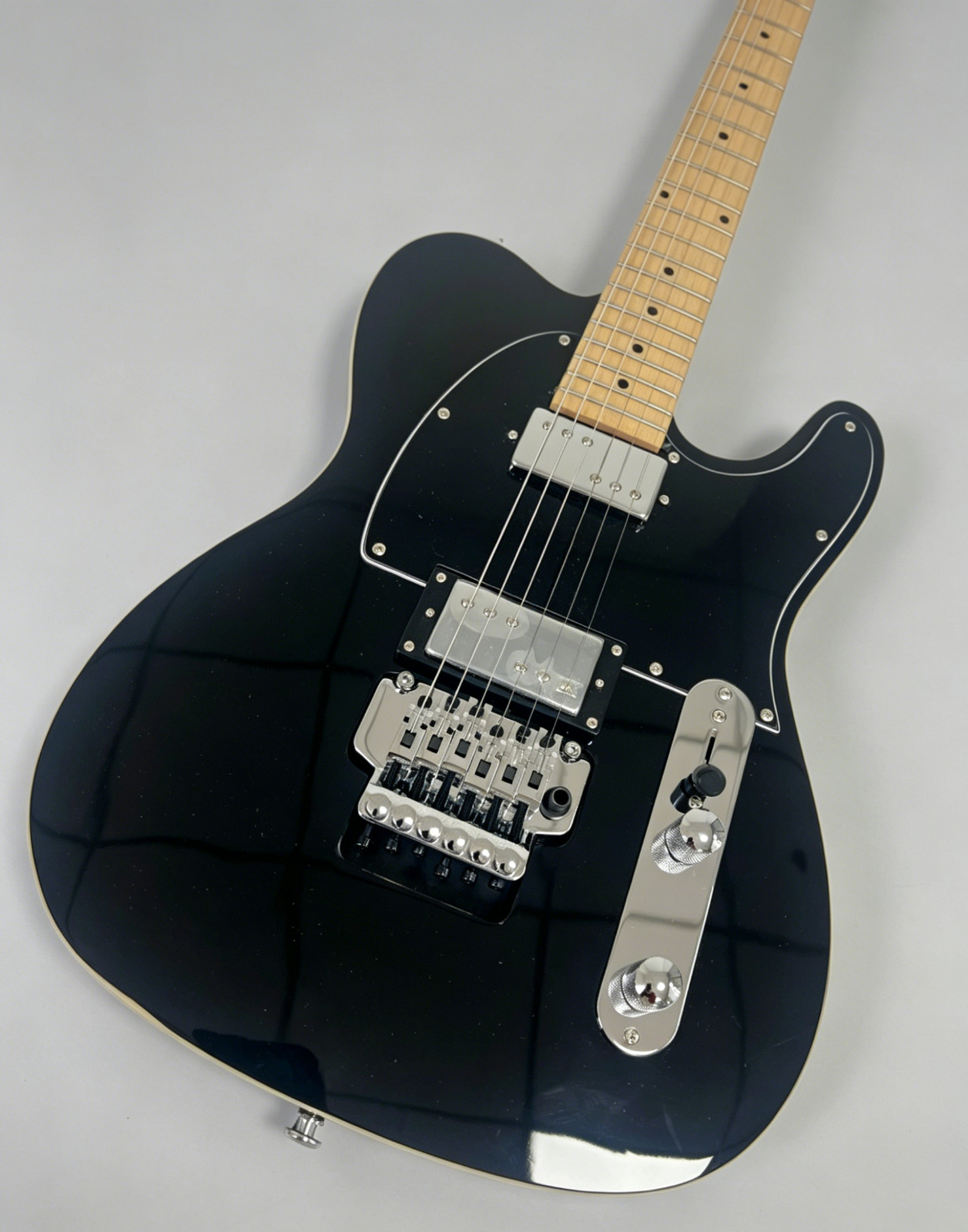 US STOCK gloss Black TL Style Guitar Floyd Rose Tremolo Maple Neck Fast Ship