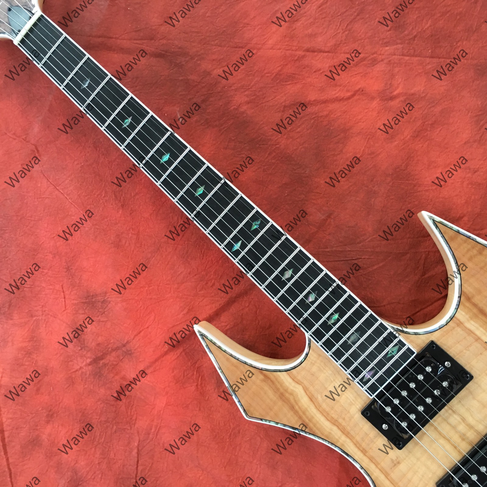 Natural Flamed Maple Top Electric Guitar HH Pickups Multi Layer Abalone Binding