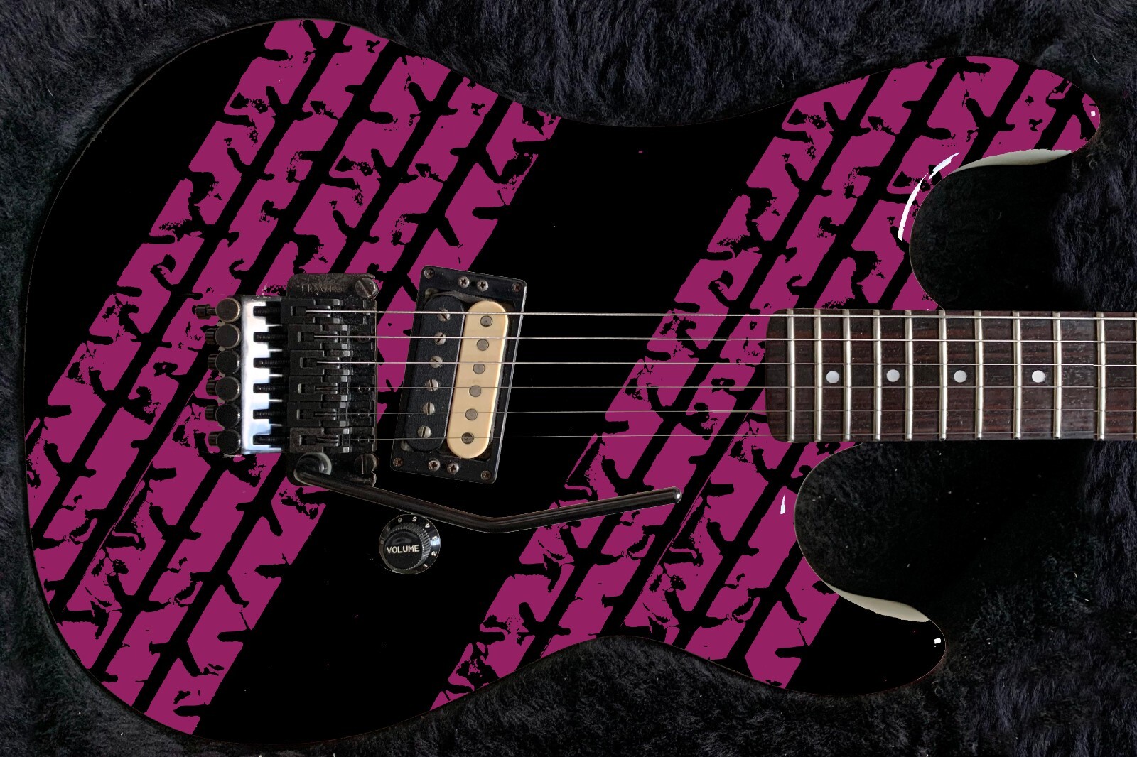 Guitar Skin Wrap Axe Re-Skin 80’s Metal Rock Honeymoon Suite Tire Treads – 1220