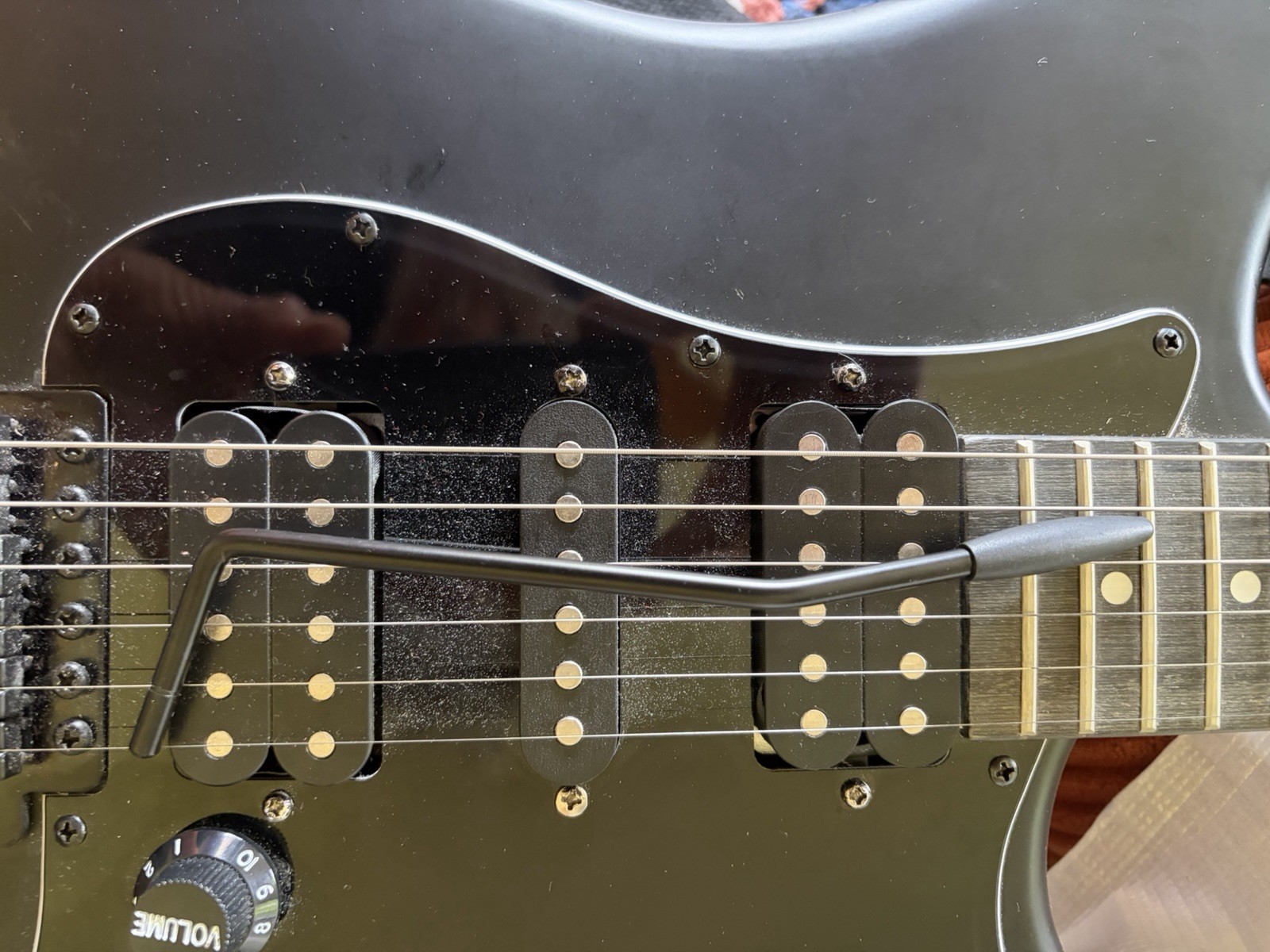 S Style Electric Guitar Upgraded Pickups Tremolo Frets Level Action Low Blackout