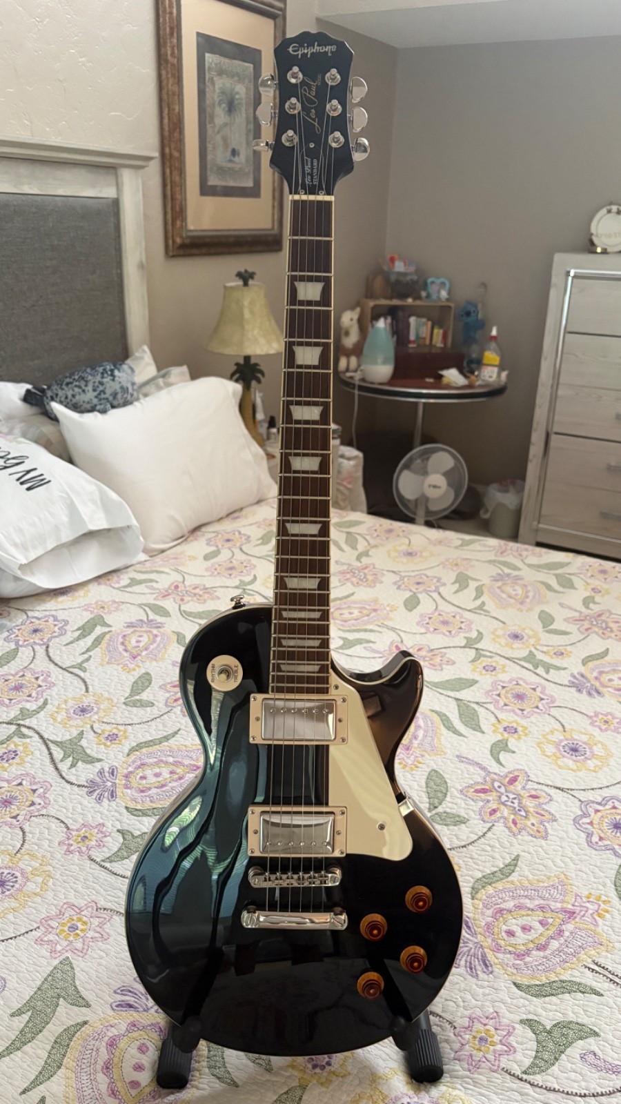 2009 Epiphone Les Paul Standard Ebony Black Electric Guitar w/ Grovers & Gig Bag