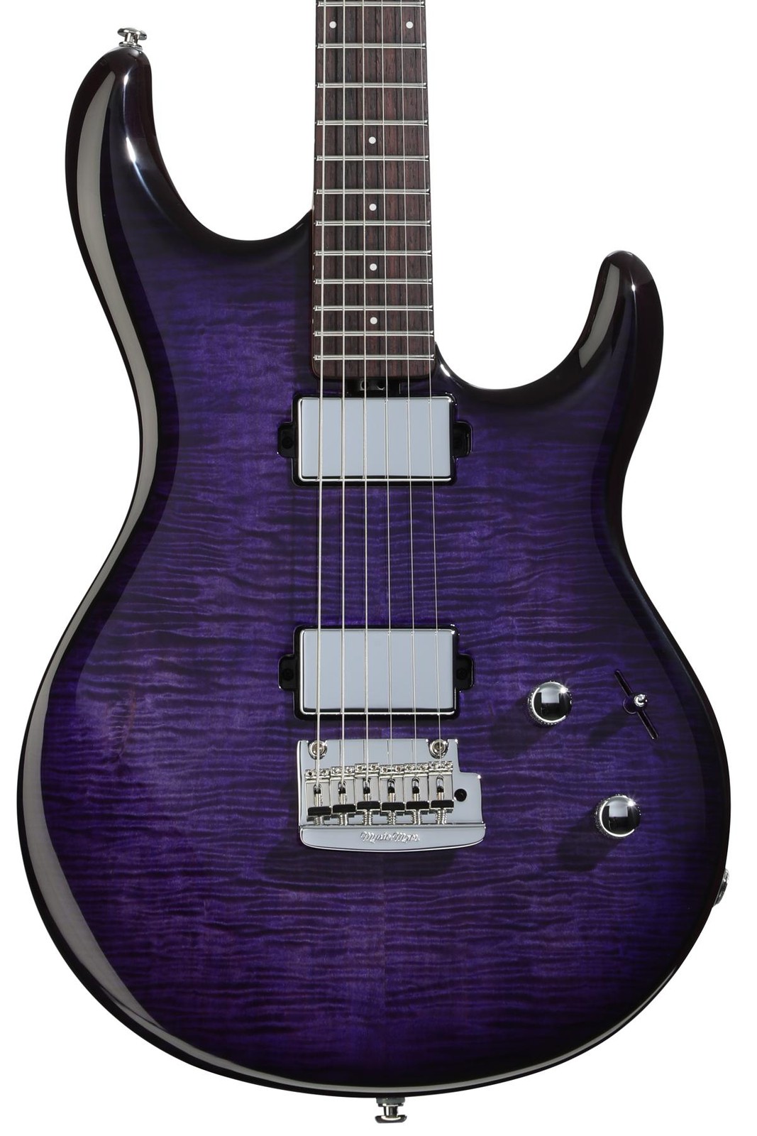 Ernie Ball Music Man Luke 4 HH Electric Guitar – Transparent Purple Burst with