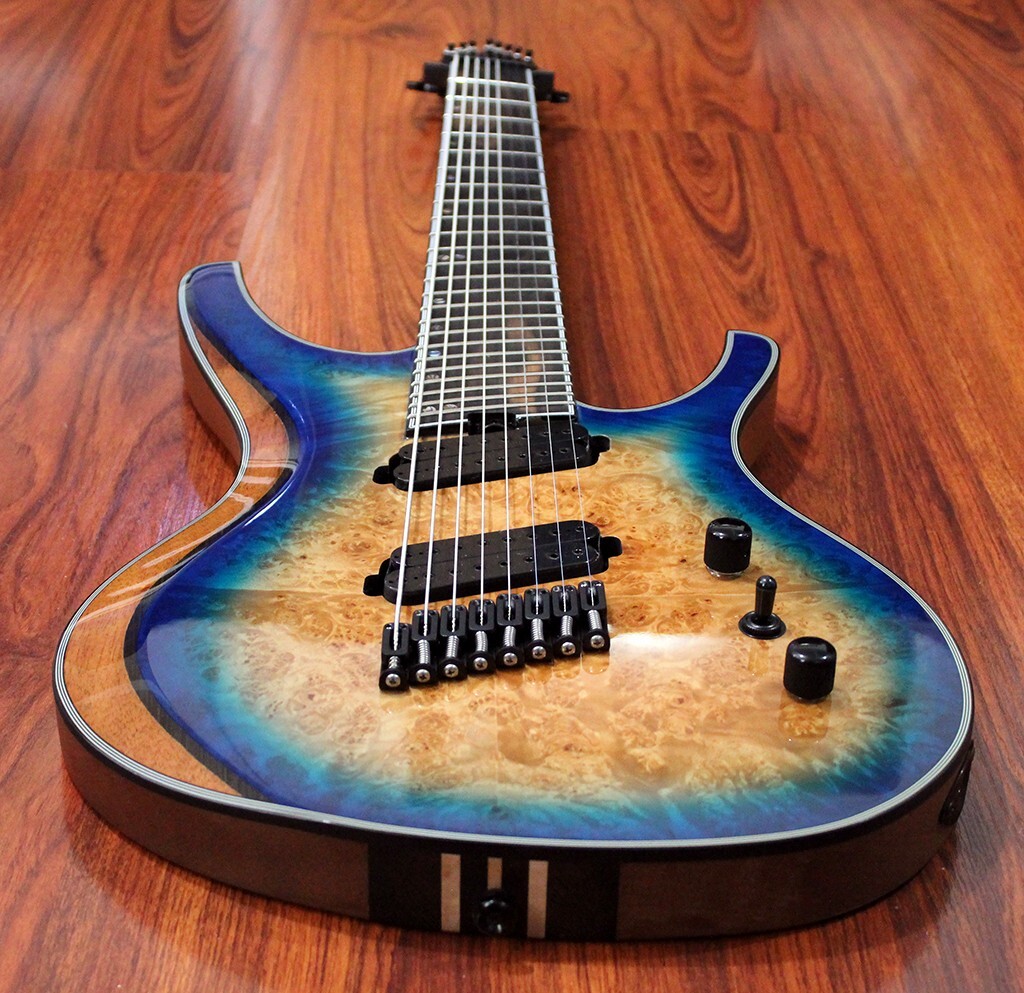 Halo Octavia 8 String Multiscale Guitar, Maple Burl Top, Hipshot [MADE TO ORDER]