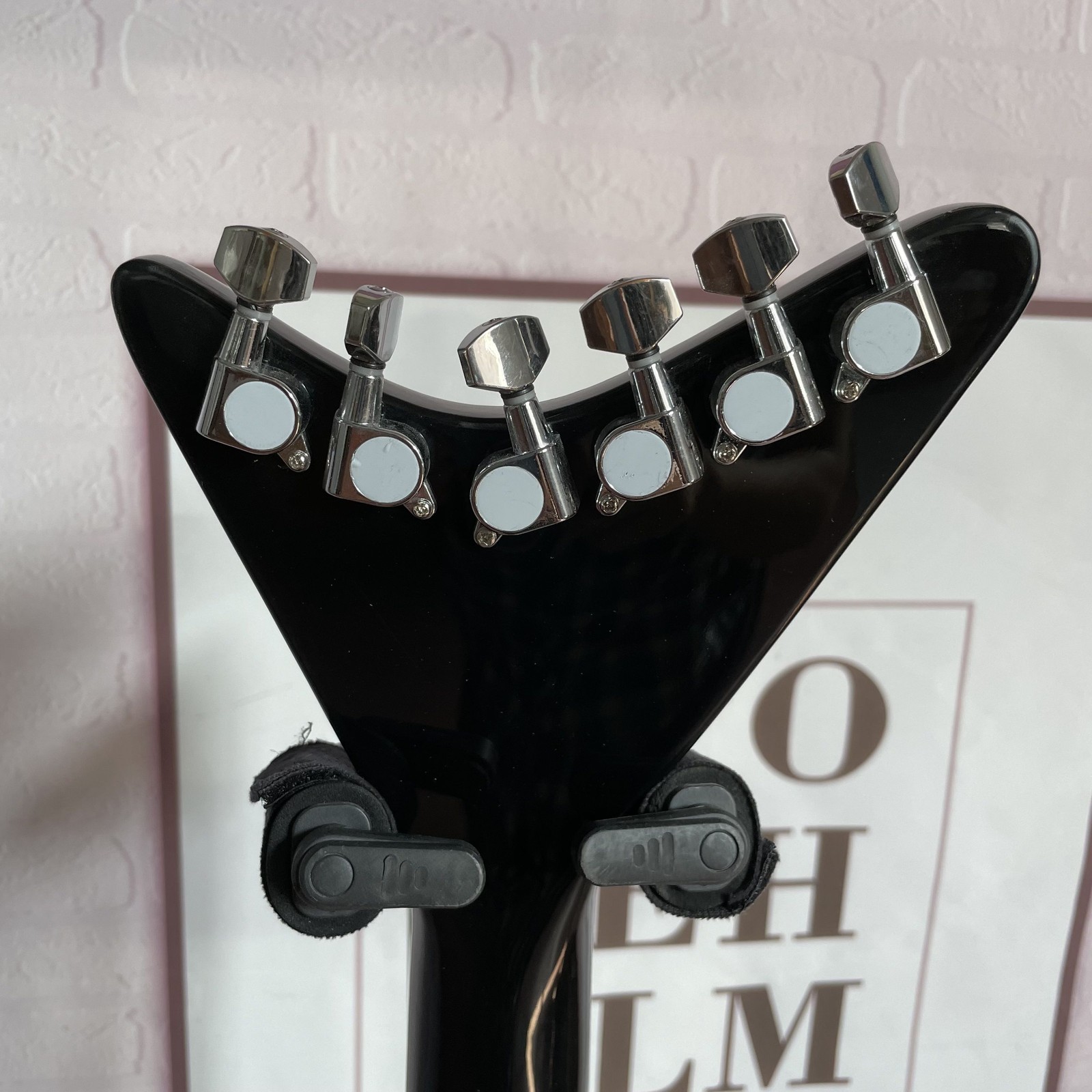 Electric Guitar H-H Pickups Black Finish Solid 6-String Chrome HW Shark Shape