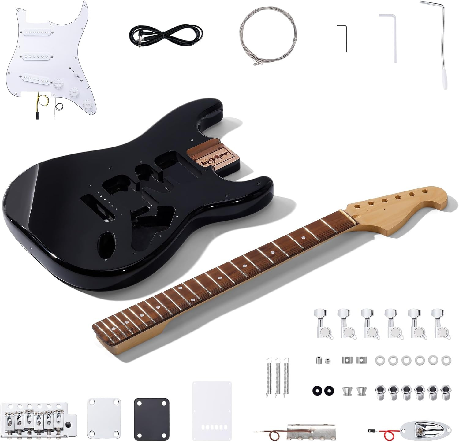 DIY ST Style Electric Guitar Kits,Spray-Painted Mahogany Body,Laurel Wood Finger