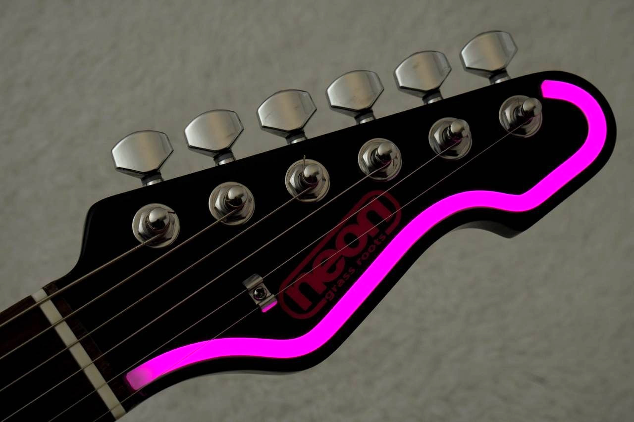 GrassRoots G-THROBBER-Neon Black Pink Neon Electric Guitar From Japan