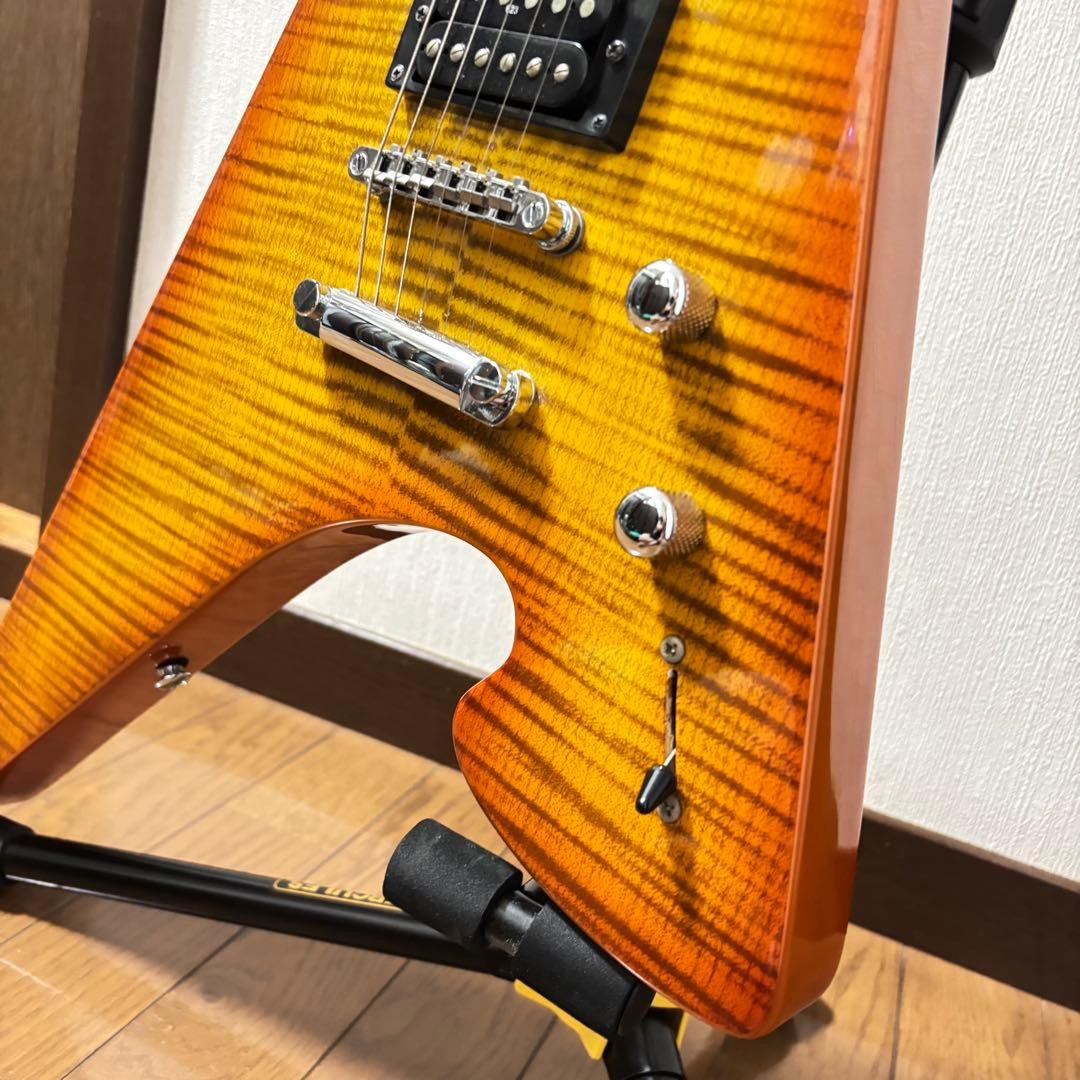 Rare Lyon by Washburn Flying V Guitar Tiger Eye Shaped Guitar