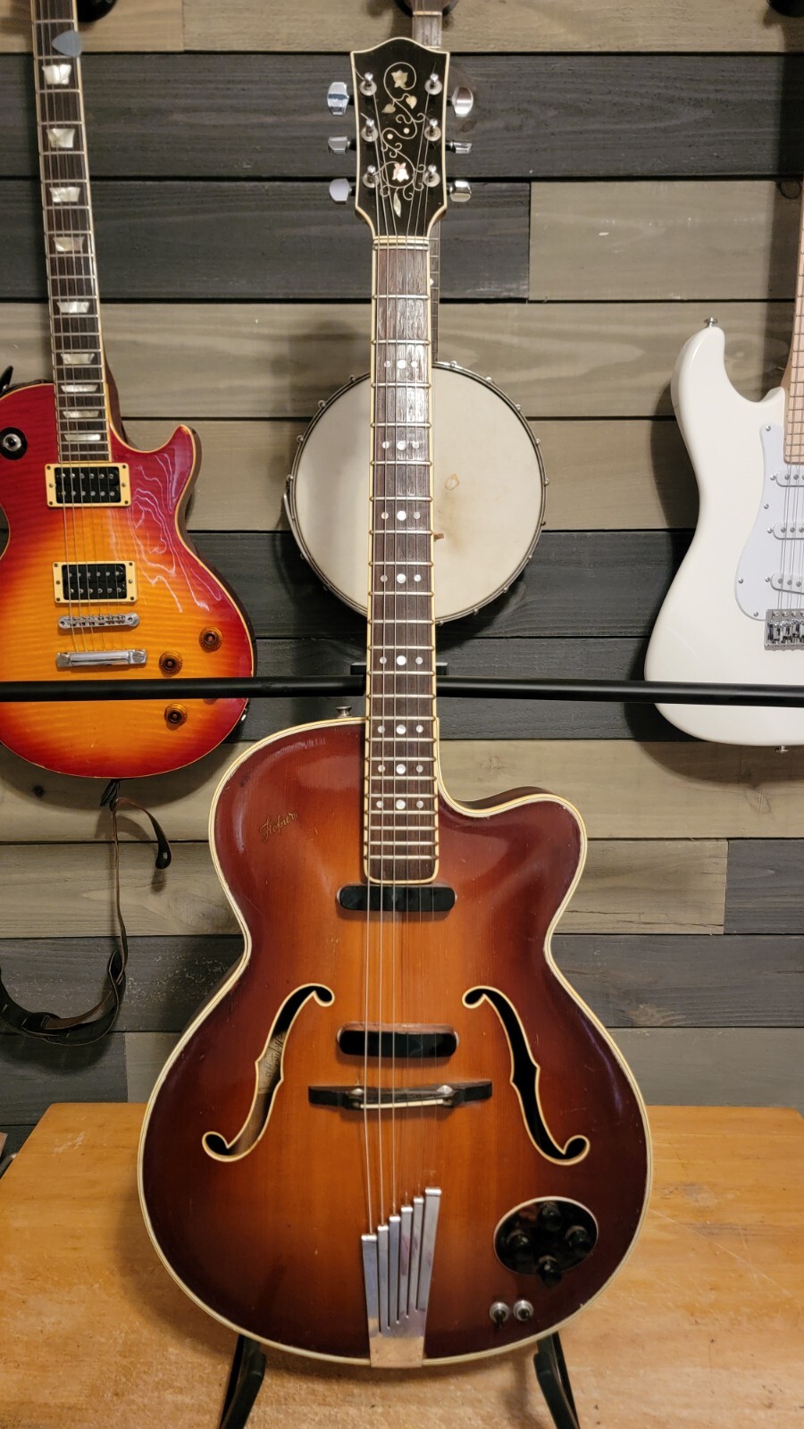 1956 Hofner President Electric Guitar 2 Pickup Cutaway Sunburst Nice Shape W/HSC