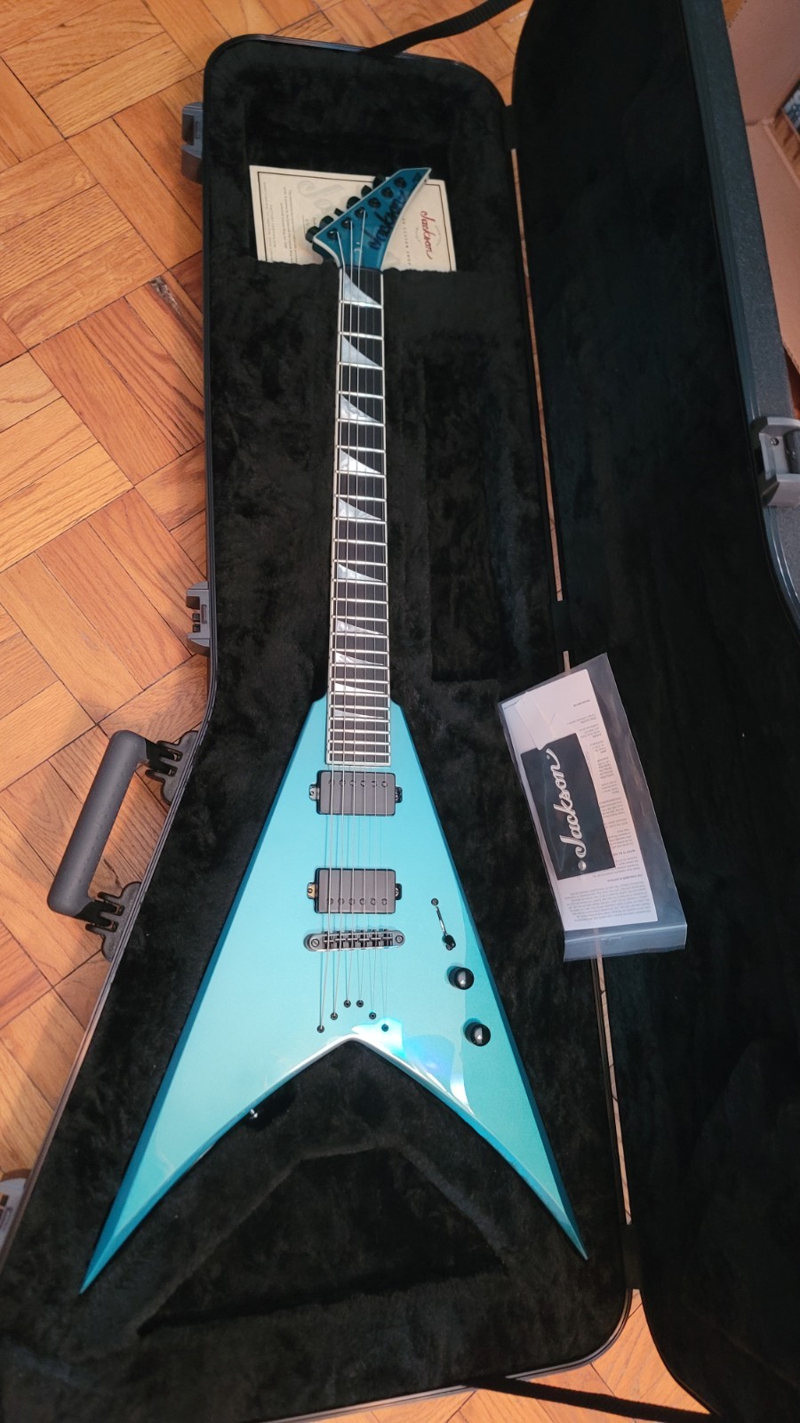 USA Jackson King V Custom Shop Fixed Bridge Hardtail Guitar With OHSC 2025