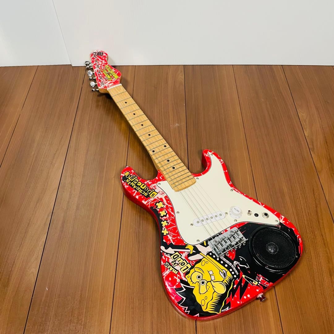 SpongeBob SBE34OFT 3/4 Size Electric Guitar Built-in Speaker Kids Japan Rare