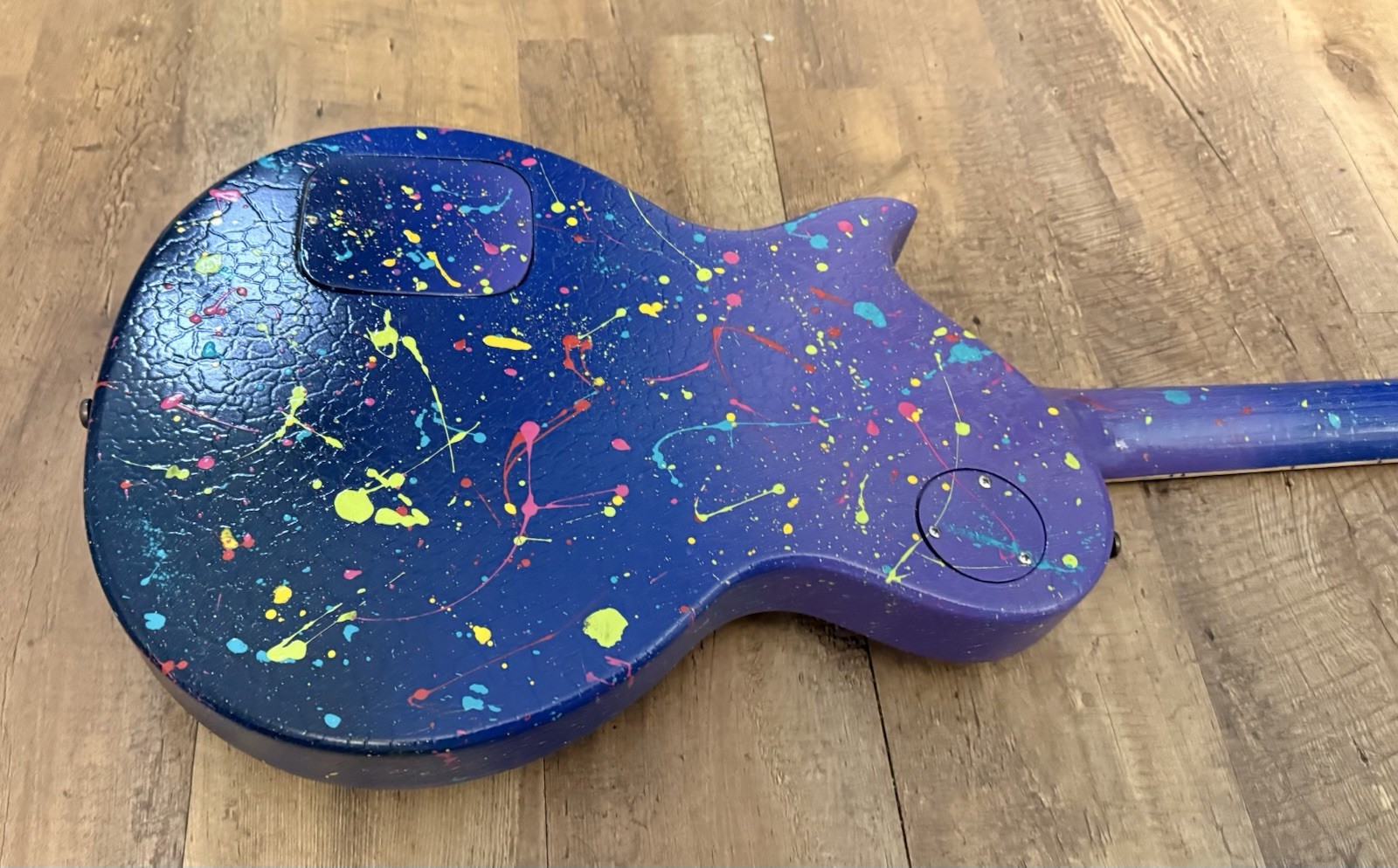 Custom Hand-painted LP Style Guitar – Blue/Purple Splatter Finish